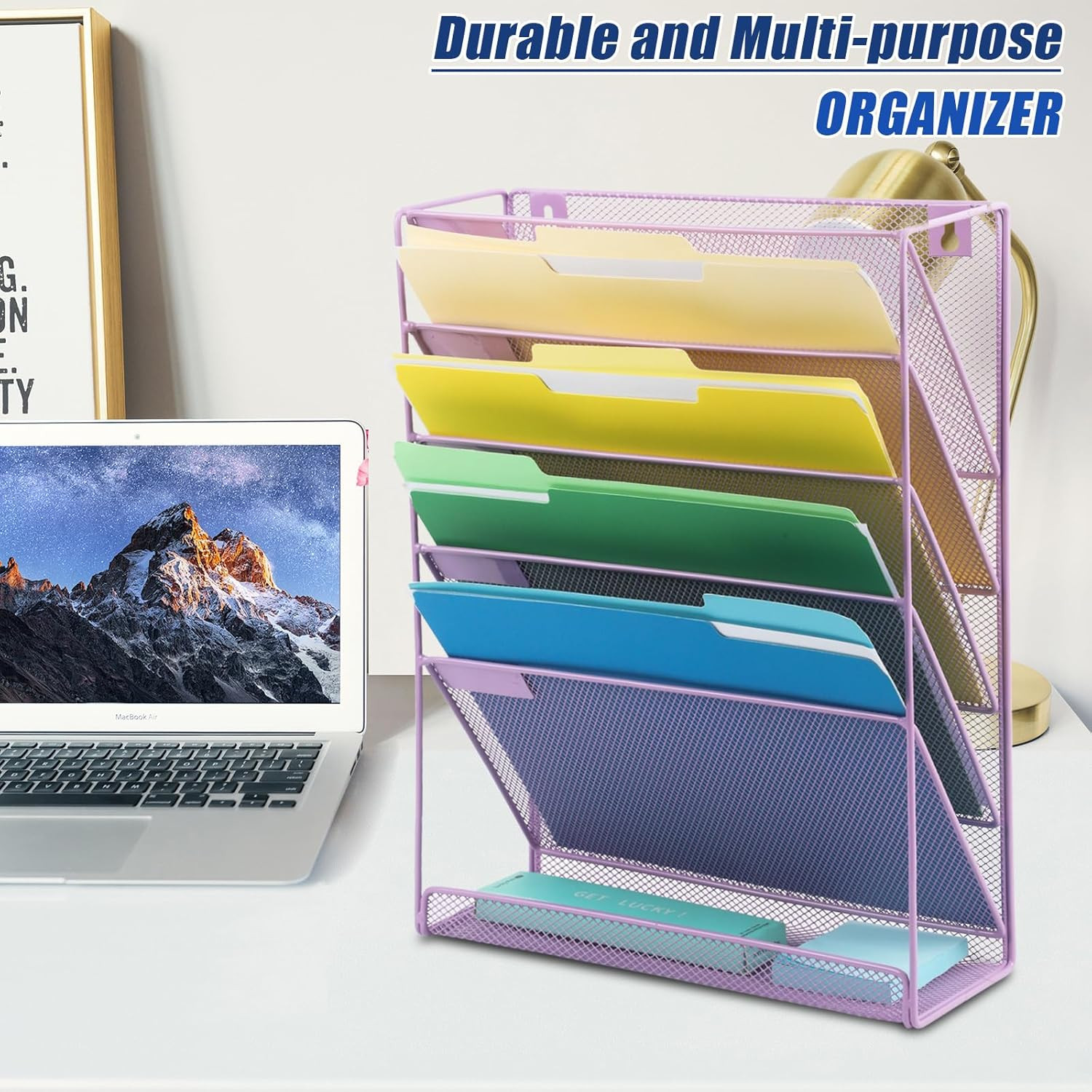 Desk File Organizer Mesh 6 Tier, Hanging Wall Mount Document Organization Stand,