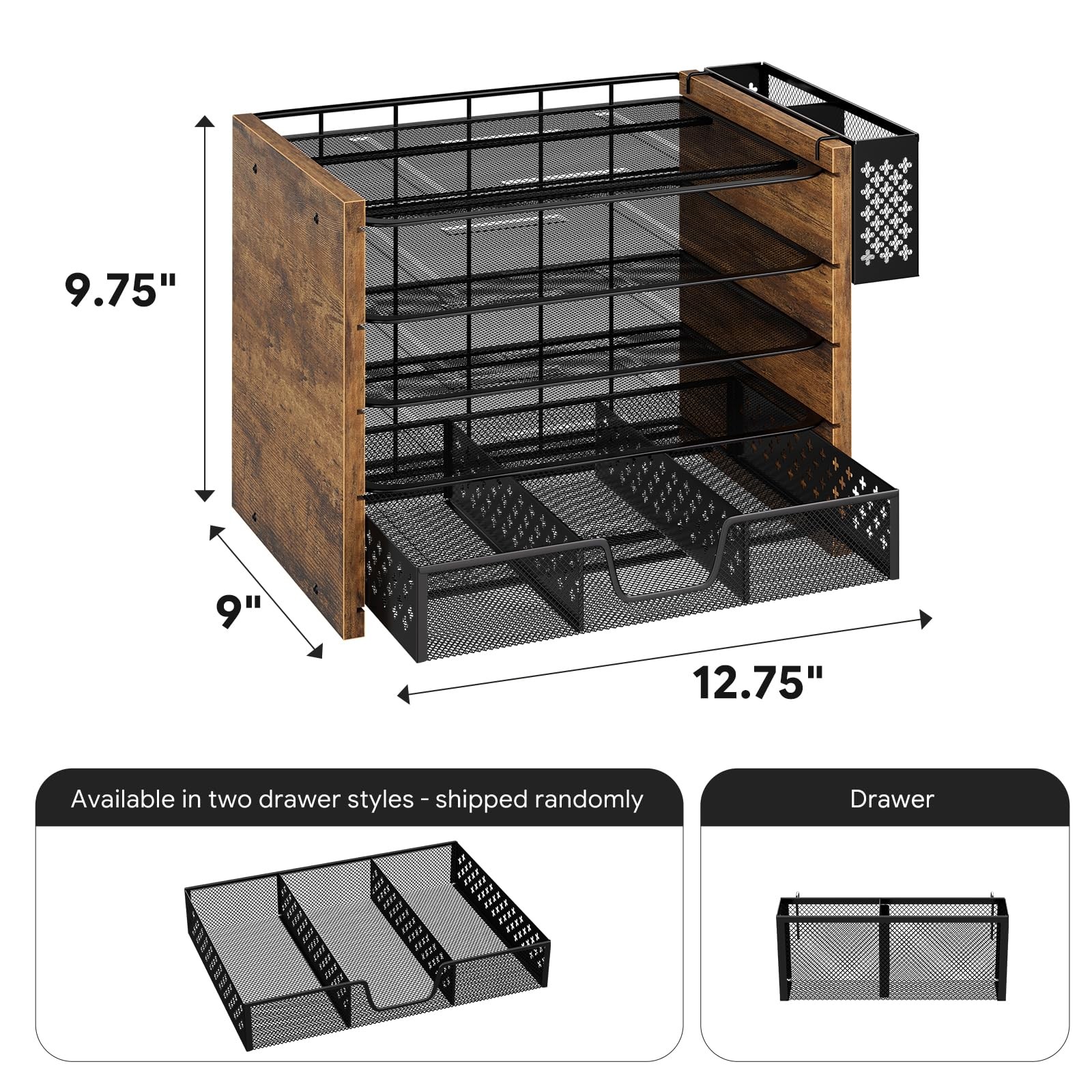 Simple Trending 5-Tier Paper Organizer Letter Tray, 9″ x 12.8″ x 9.8″, Black