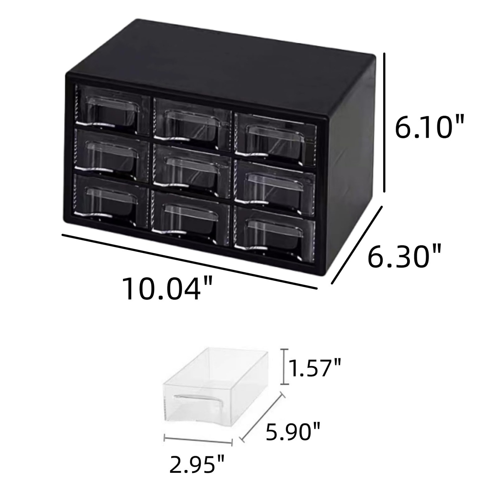 1 PCS Large Desktop Drawer Organizer 9 Clear Drawers 10.04×6.30×6.10 In Black