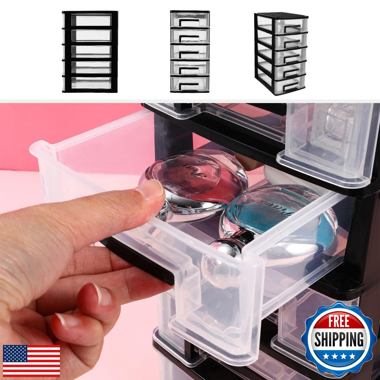 Angoily Desk Organizer with Drawer 5 Layers Desktop Storage Organizer Transpa
