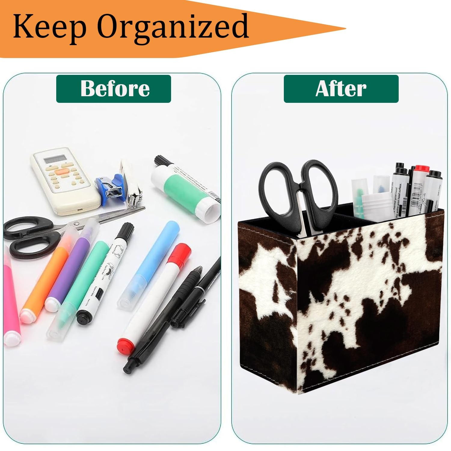 Pen Holder for Desk, PU Leather Multifunctional Desktop Storage and Anti-Slip…