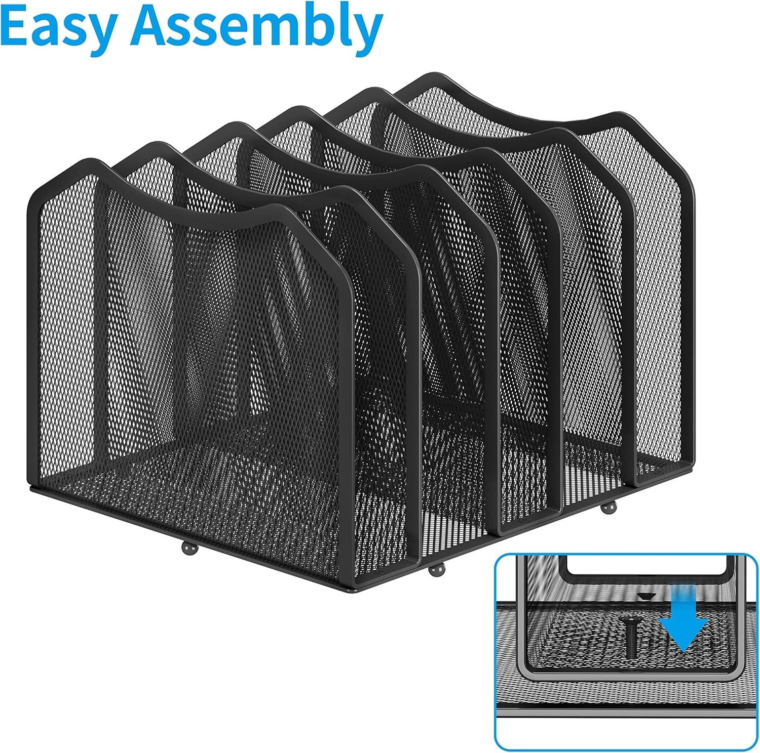 Multifunctional Mesh File Sorter – 5 Sections for Ultimate Desk Organization
