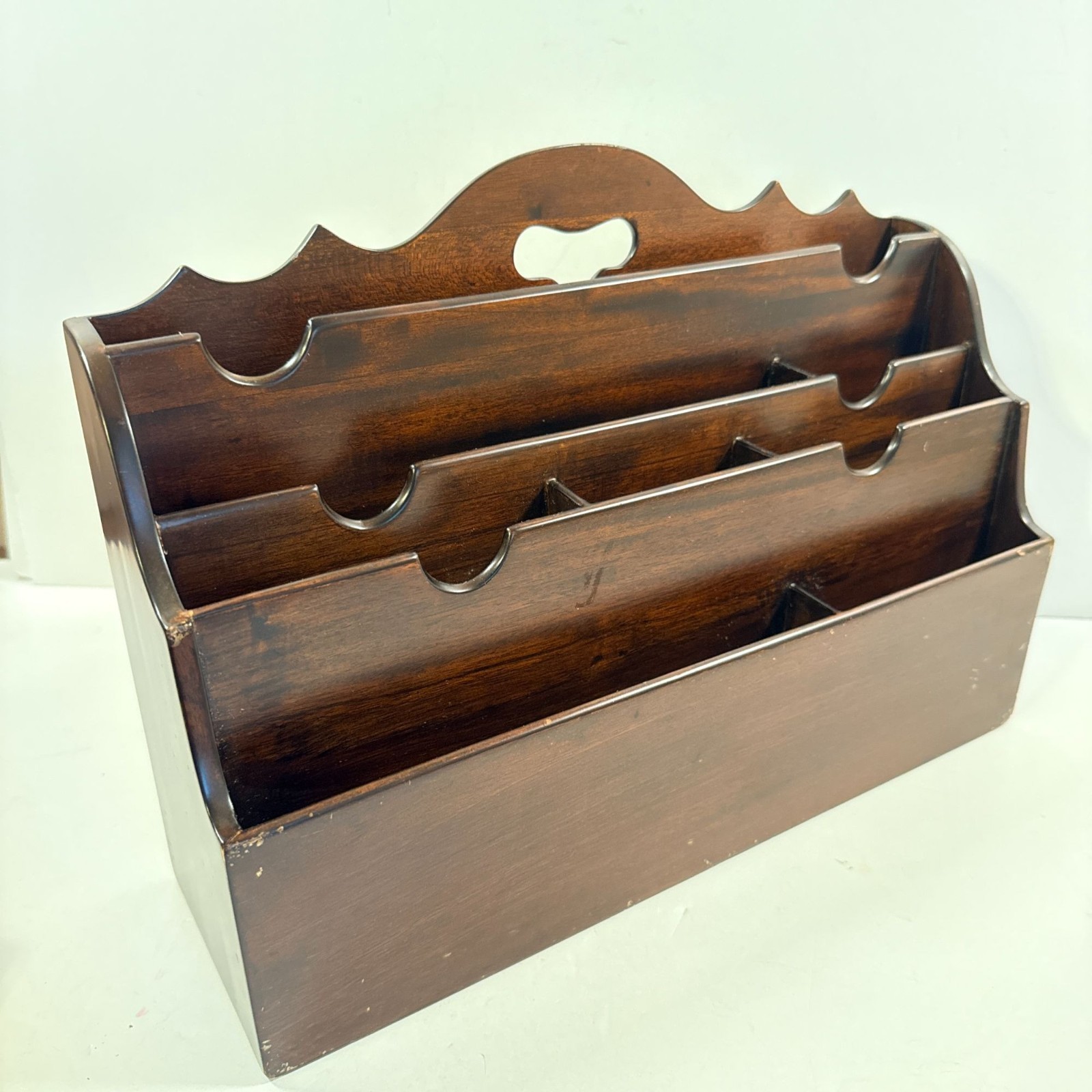 Vintage Desk Tidy Mail Letter Rack Compartments Organizer Stationary