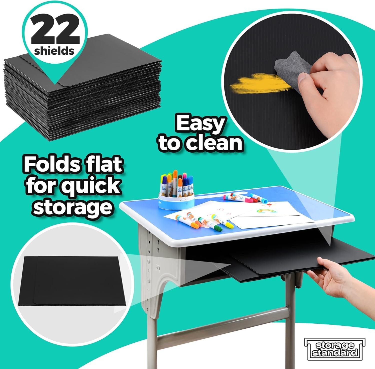 22-Pack Desk Dividers for Students – Durable & Waterproof Plastic Study Carre…