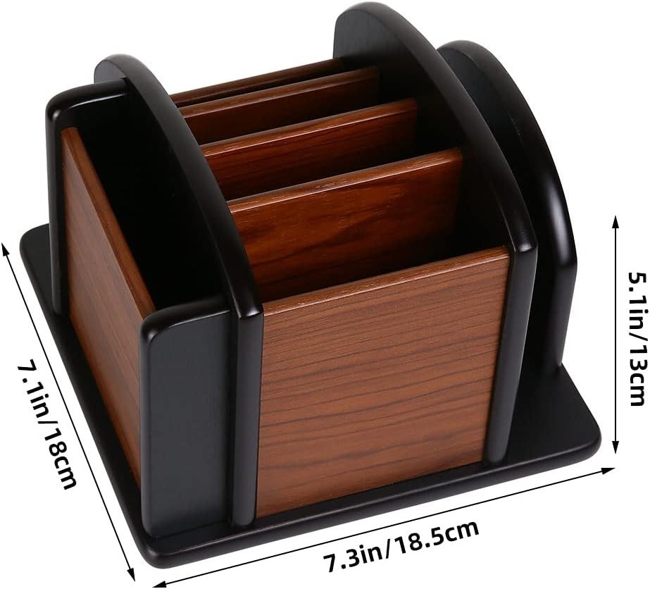 Wooden Desk Organizer, Desktop Office Supplies Storage Remote Control Caddy H…