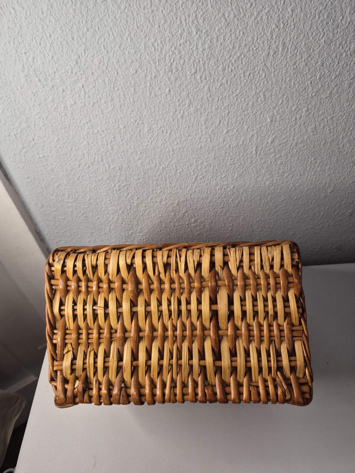 Vintage 1970s Large Wicker Rattan Desk Organizer Letter Holder Tray Sturdy Nice