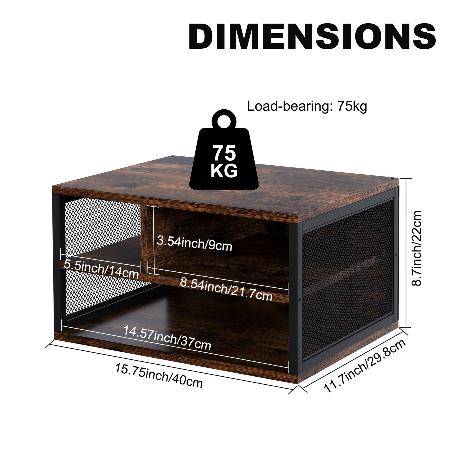 PAG-Mass Wooden Printer Stand with Medium, Antique Brown