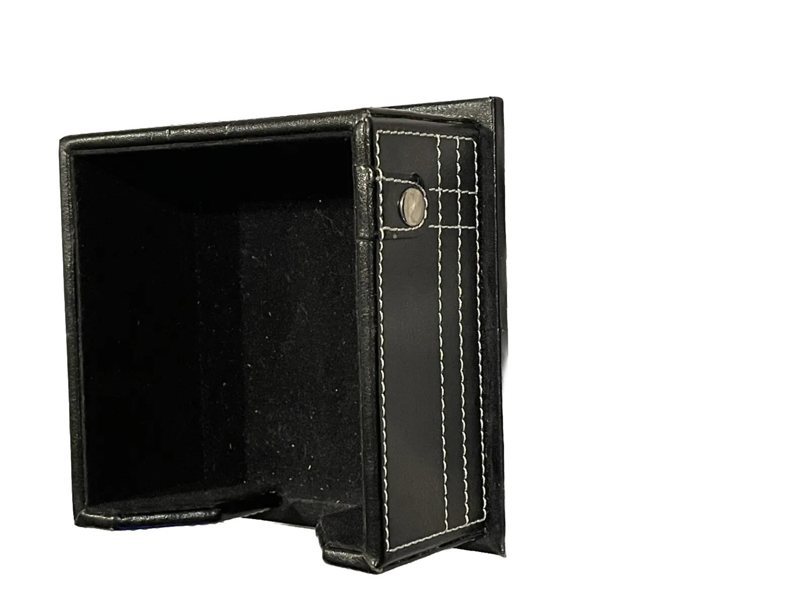 Black Leather w/ White Stitching 4”x 4”Desk Accessory Memo Paper Holder w/paper