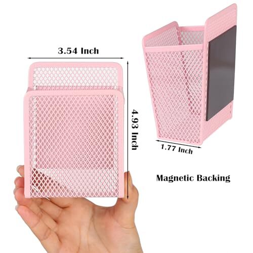 zeyce Magnetic Pencil Holder – Extra Strong Magnets 1 Basket 1 Pack Blush,Mesh
