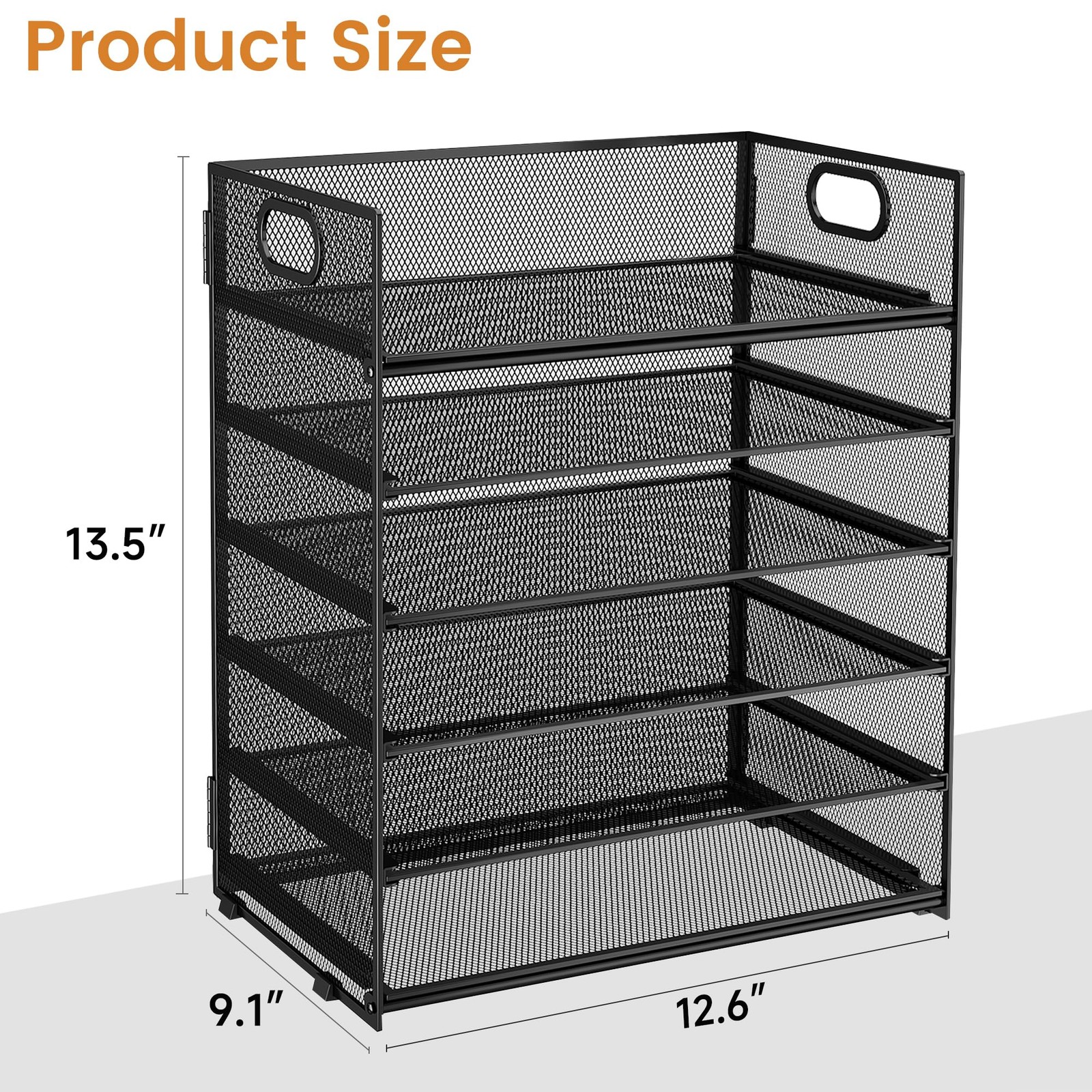 6 Tier Paper File Tray Organizer for Desk, Black Mesh Desk Letter Paper File …
