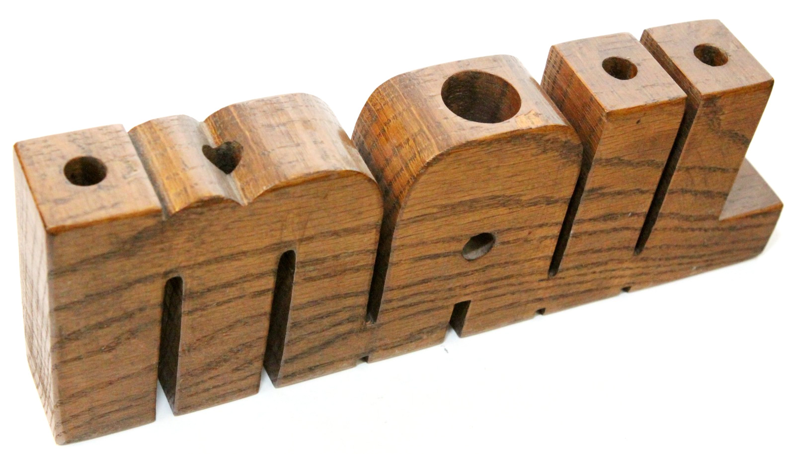 Solid Oak Mail/Pencil Holder The Knothole Bartlesville OK Vintage 11.5″ x 4.25″
