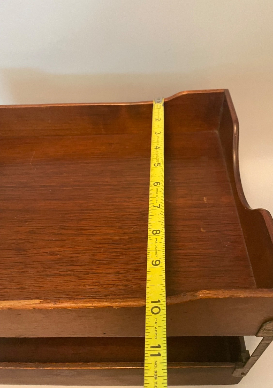 Vintage Wood Metal Letter Tray 2 Tier Desk Organizer Stacking File Damaged