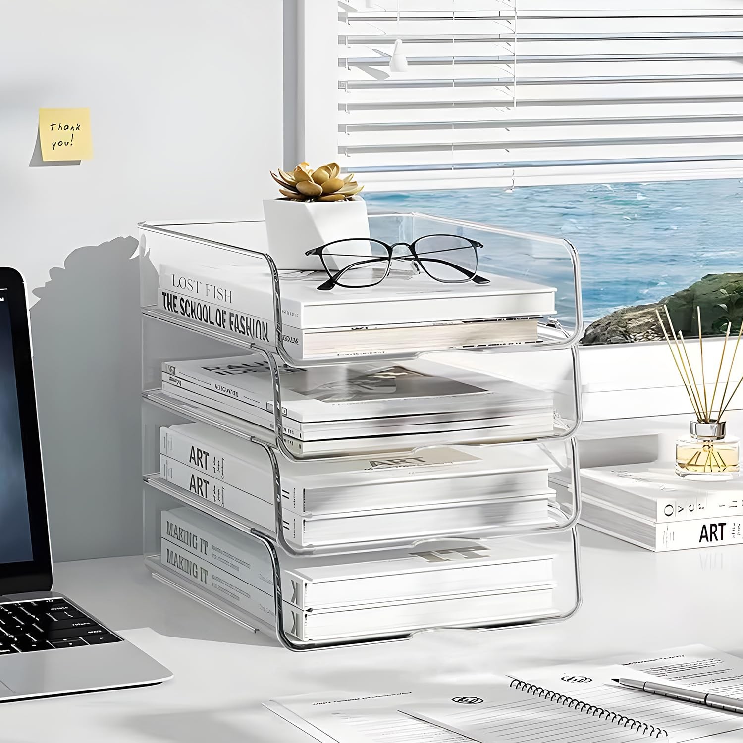 4-Tier Organizer for Desk, Stackable Desk Organizer Tray, Ideal for Office Su…