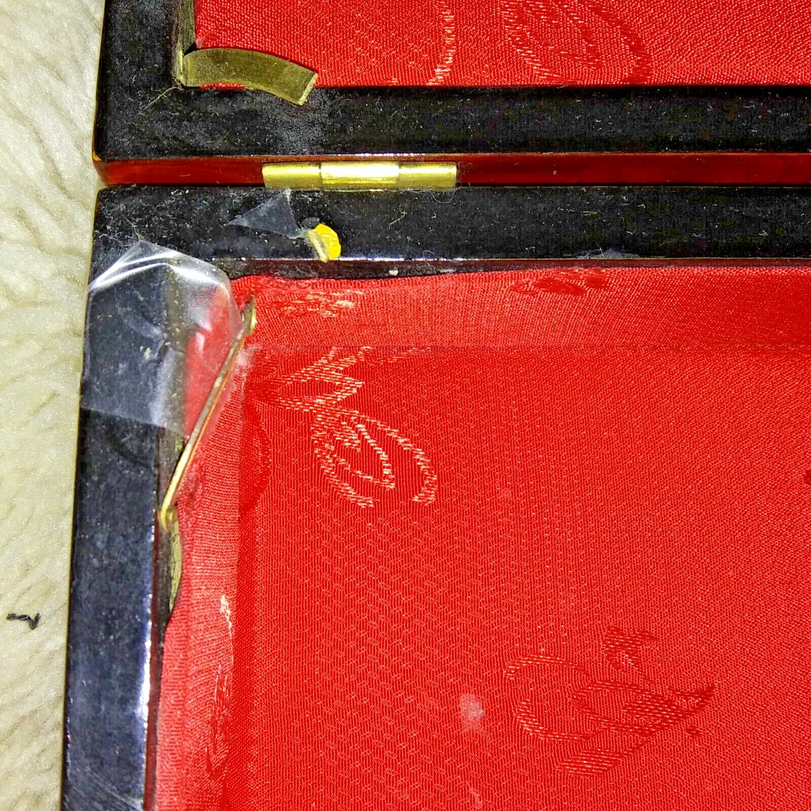 VTG San You Lacquered Oriental Pagoda Diorama Hand Carved Cork Art Jewelry Box