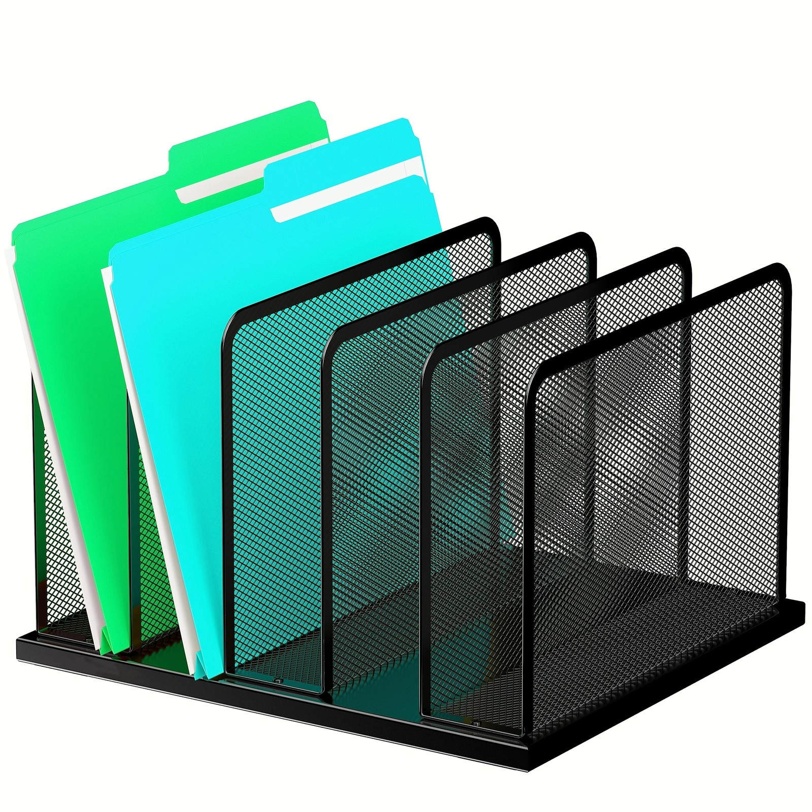 Desk File Organizer 5 Sections Upright Mesh Desktop Organizer File Sorter Off…