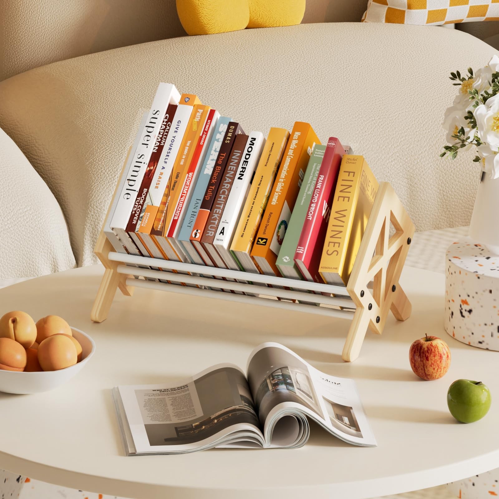 ART-GIFTREE Desktop Bookshelf 15.75 inches x 9.17 x 8.86 inches, White