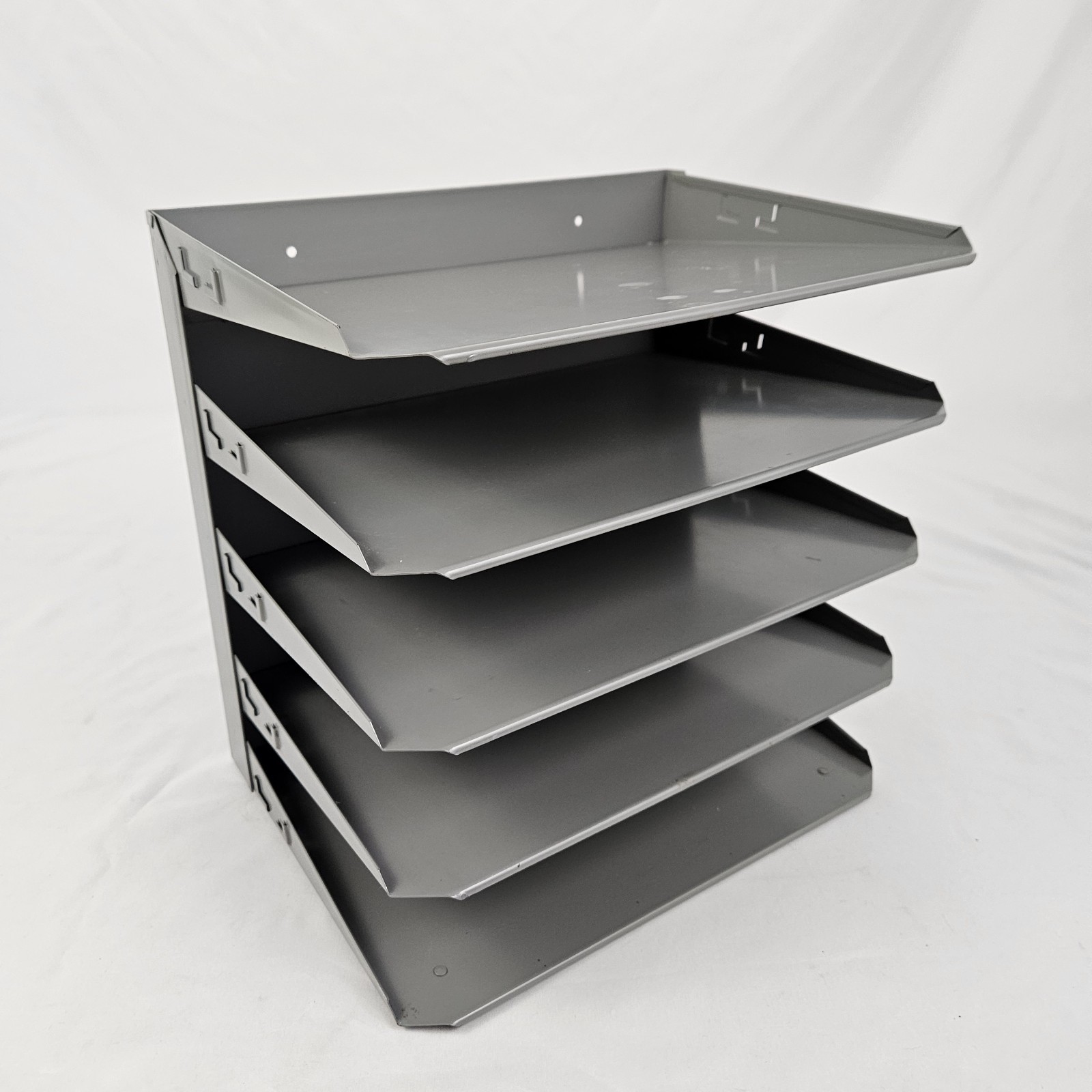 Steel Desk Top File Organizer Letter Sorter Mid-Century Modern Gray Vintage MCM