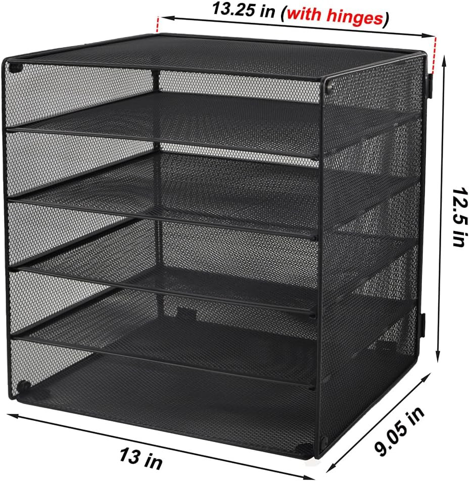 5 Slot Mesh Desk Organizer Tray, File Paper Letter Folder Holder Desktop Paper S