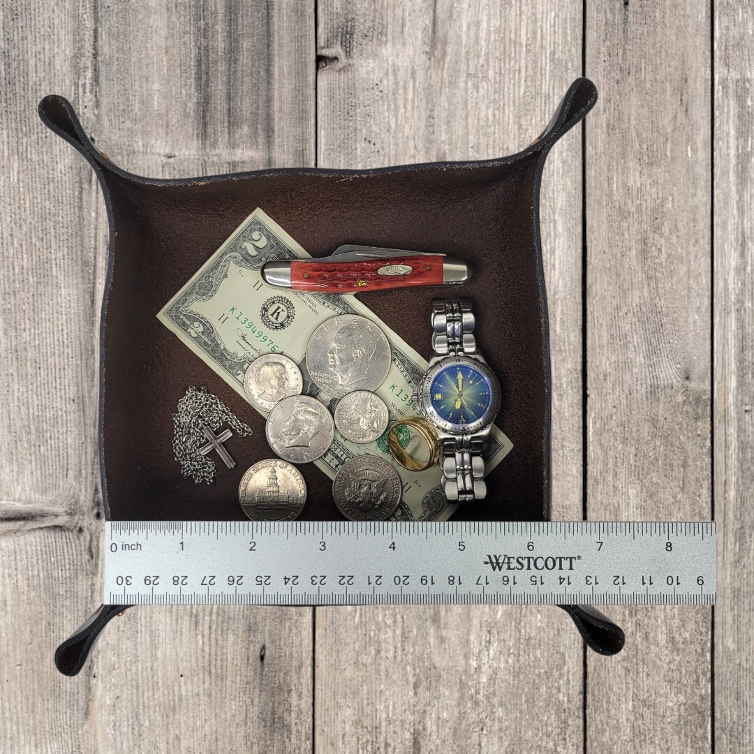 Desk Caddy Catch-all Tray Handcrafted Cantered Exchange 6 inches Brown USA