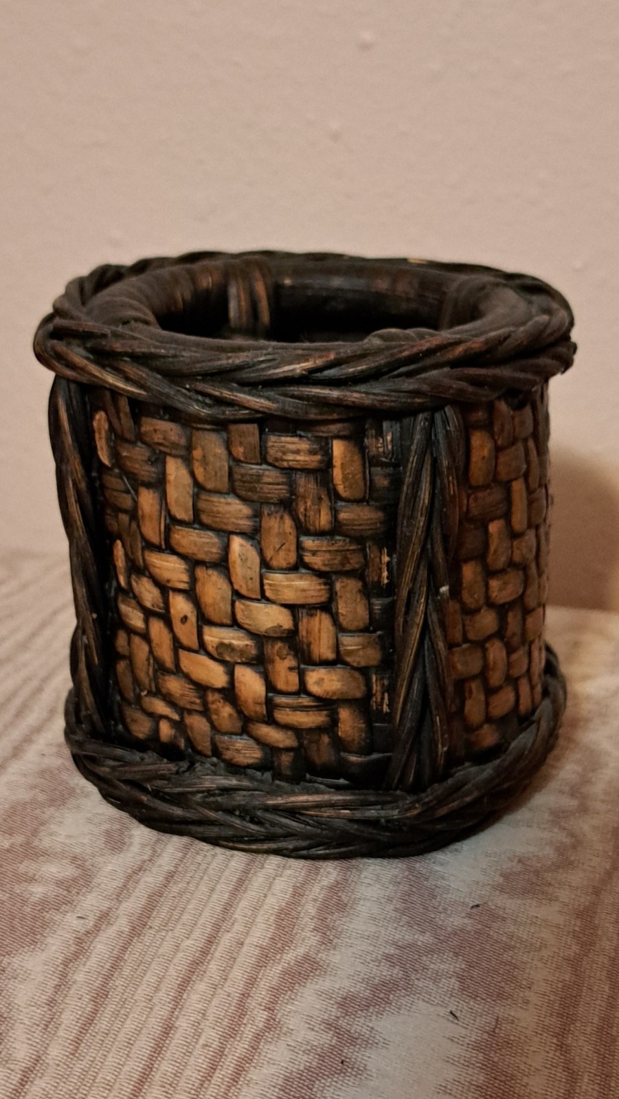 Vintage 4 Pc Woven Bamboo Rattan Wicker Desk Organizer Set Pencil Letter Boho