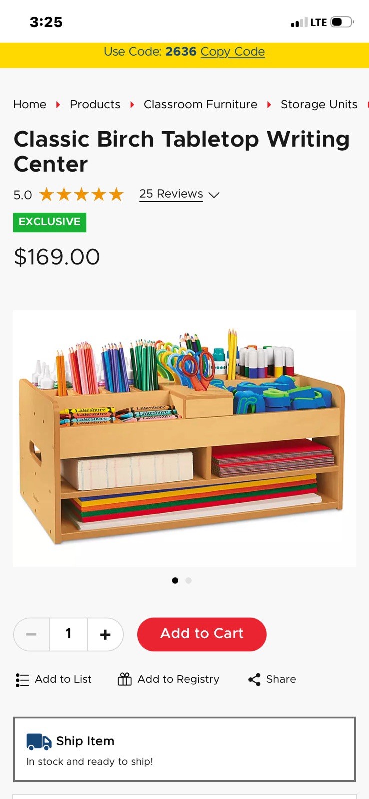 Lakeshore Art Crafts Tabletop Wood Organizer