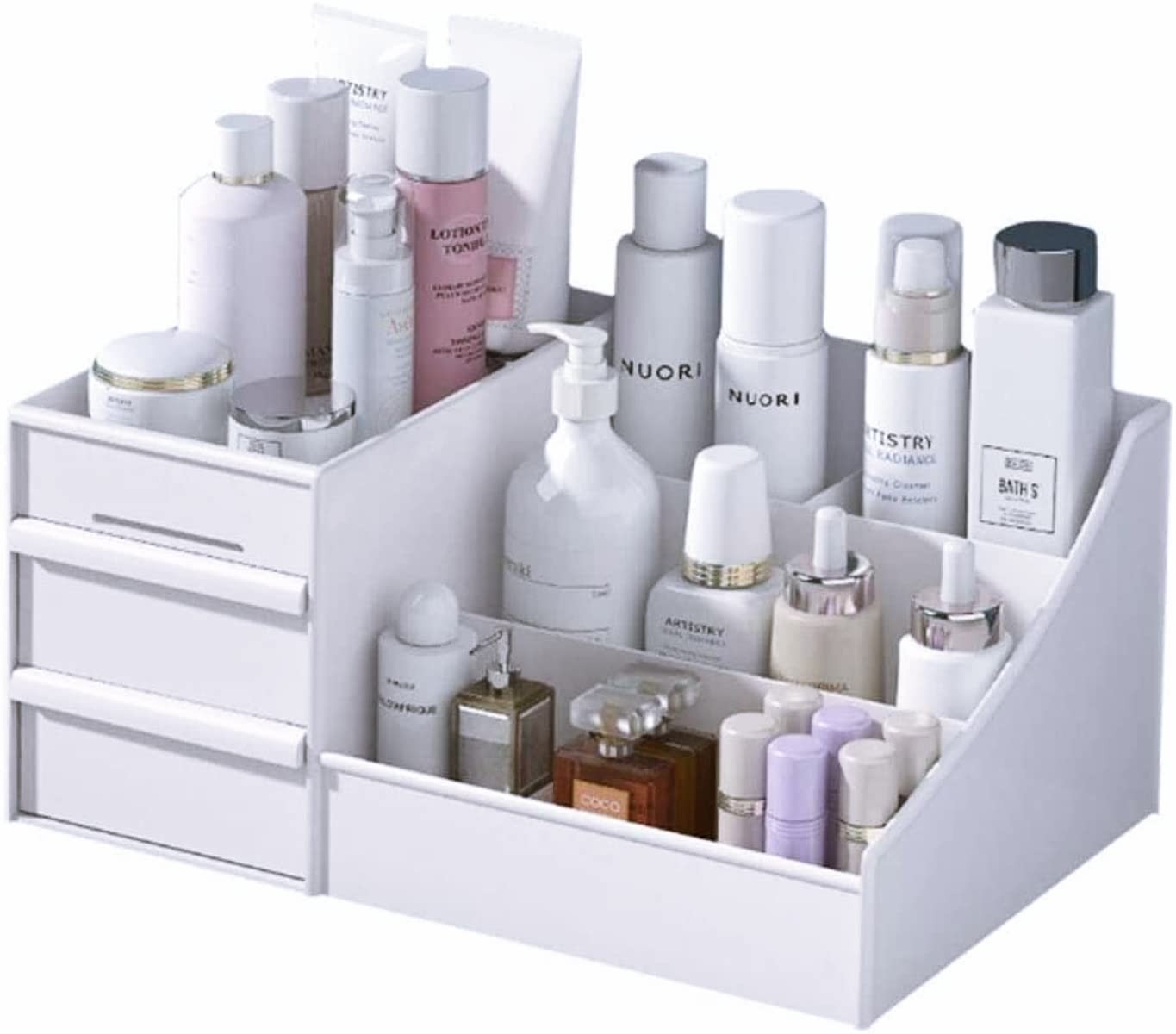 Decorcode Makeup Desk Organizer with Drawers, Large, 2 White
