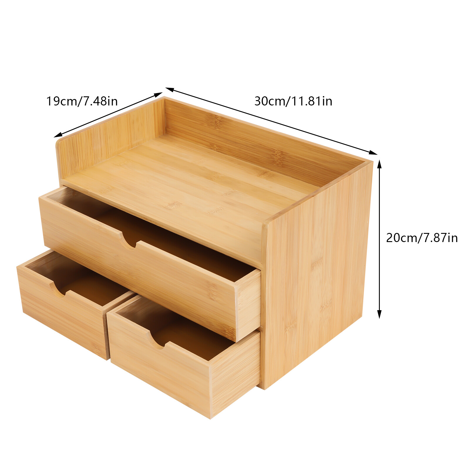 Raw Wood Color Tabletop Storage Box Desk Organizer 3 Drawers home Office