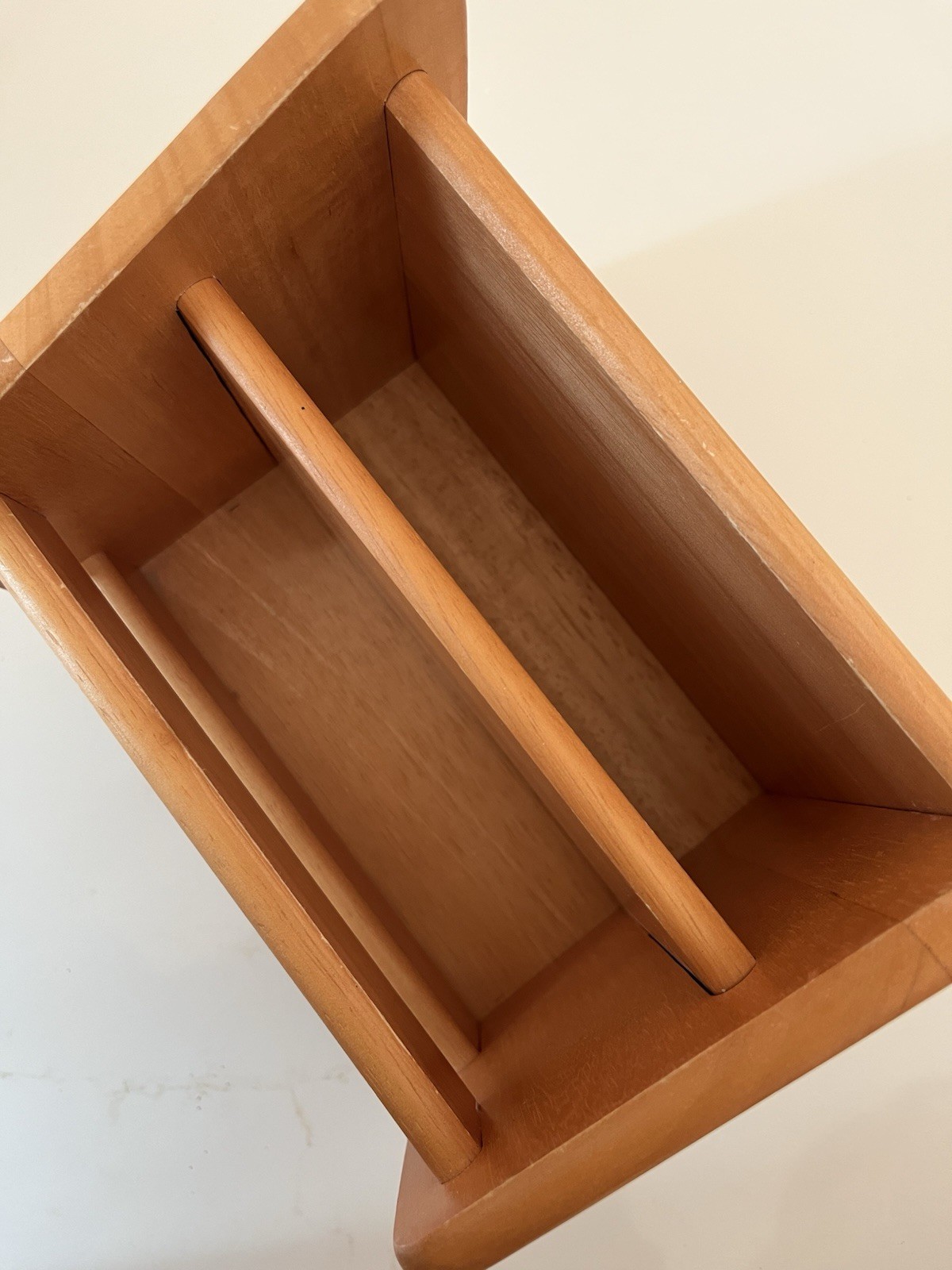 Vintage Oak Wooden Desk Organizer 2 Compartments Letter Holder