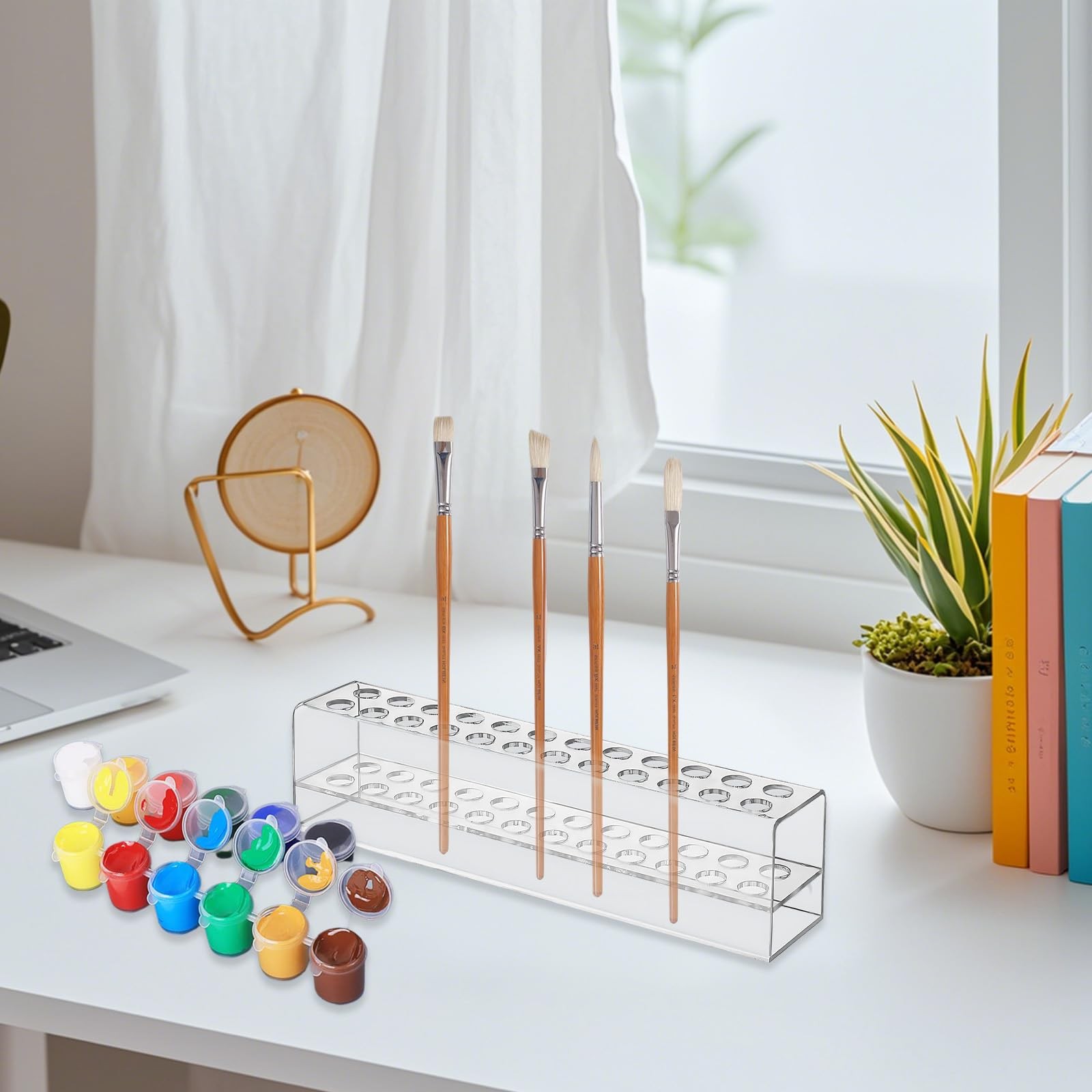 2 PCS Pen Display Stand Clear Pen Display 24-Slots Acrylic Penci Transparent