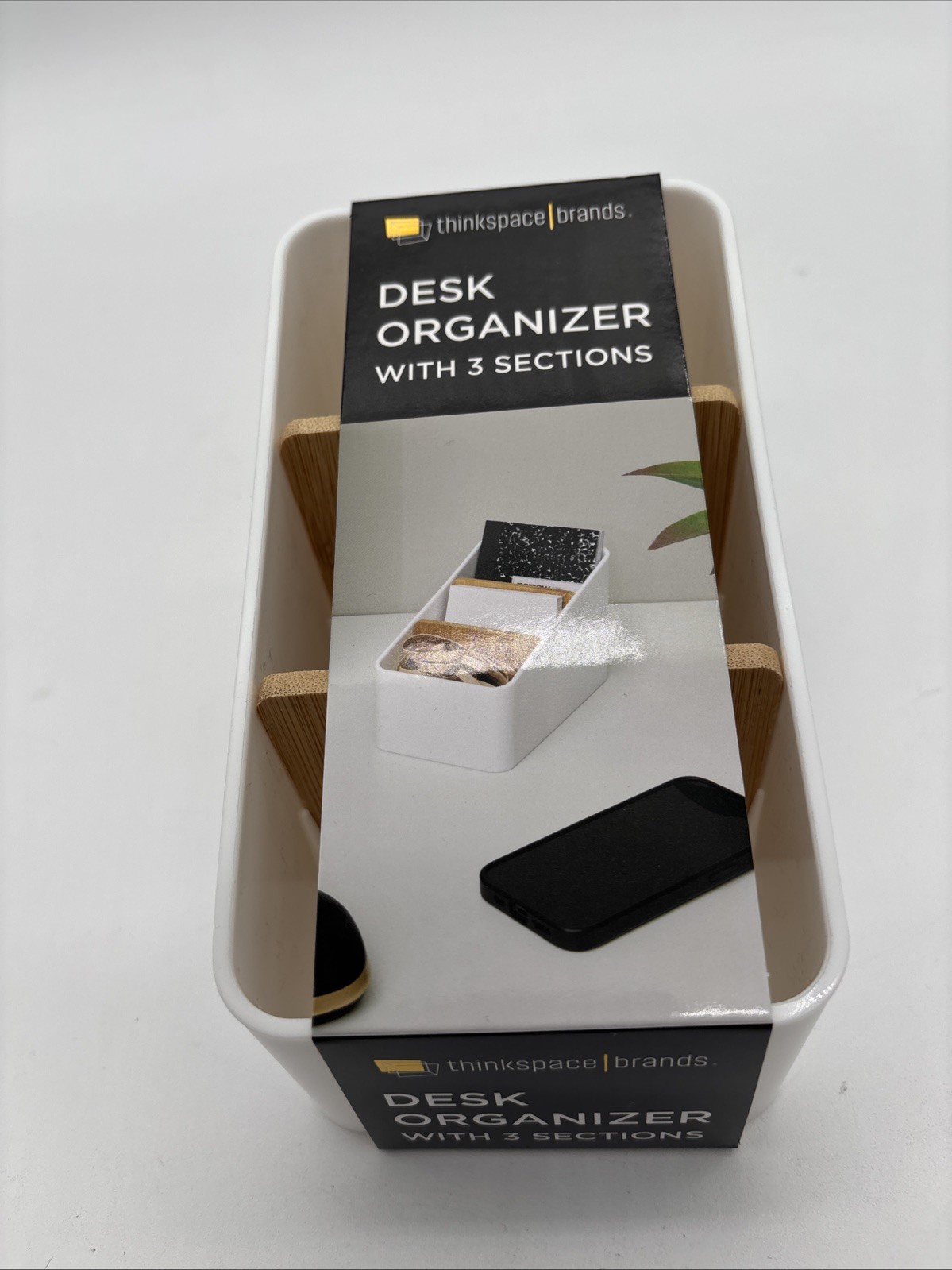 Thinkspace Desk Organizer 3 Compartment Storage White, NEW 3.75″ x 6.1″ x 4″