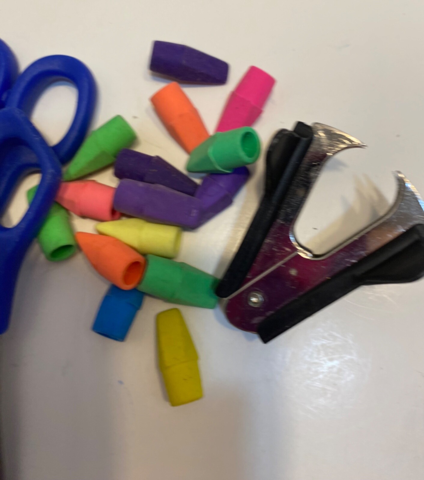 Various Office Supply Lot Erasers Pencil Staples Remover Post Its Scissors