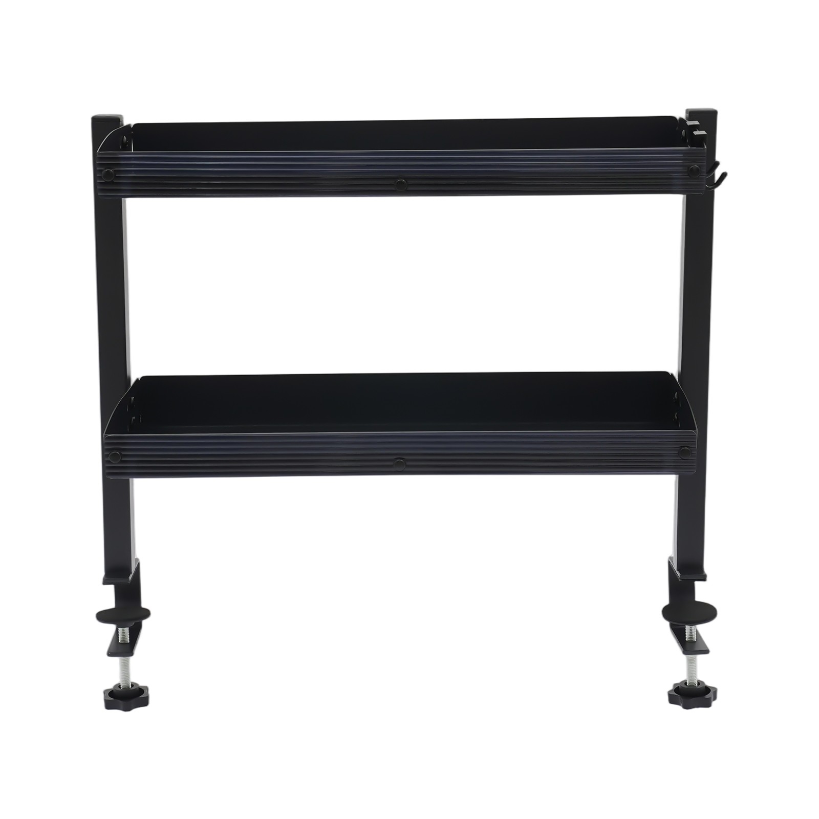 Desktop or Under-Desk Shelf Clamp-on 2-Tier Shelving W/ Adjustable Storage Tray