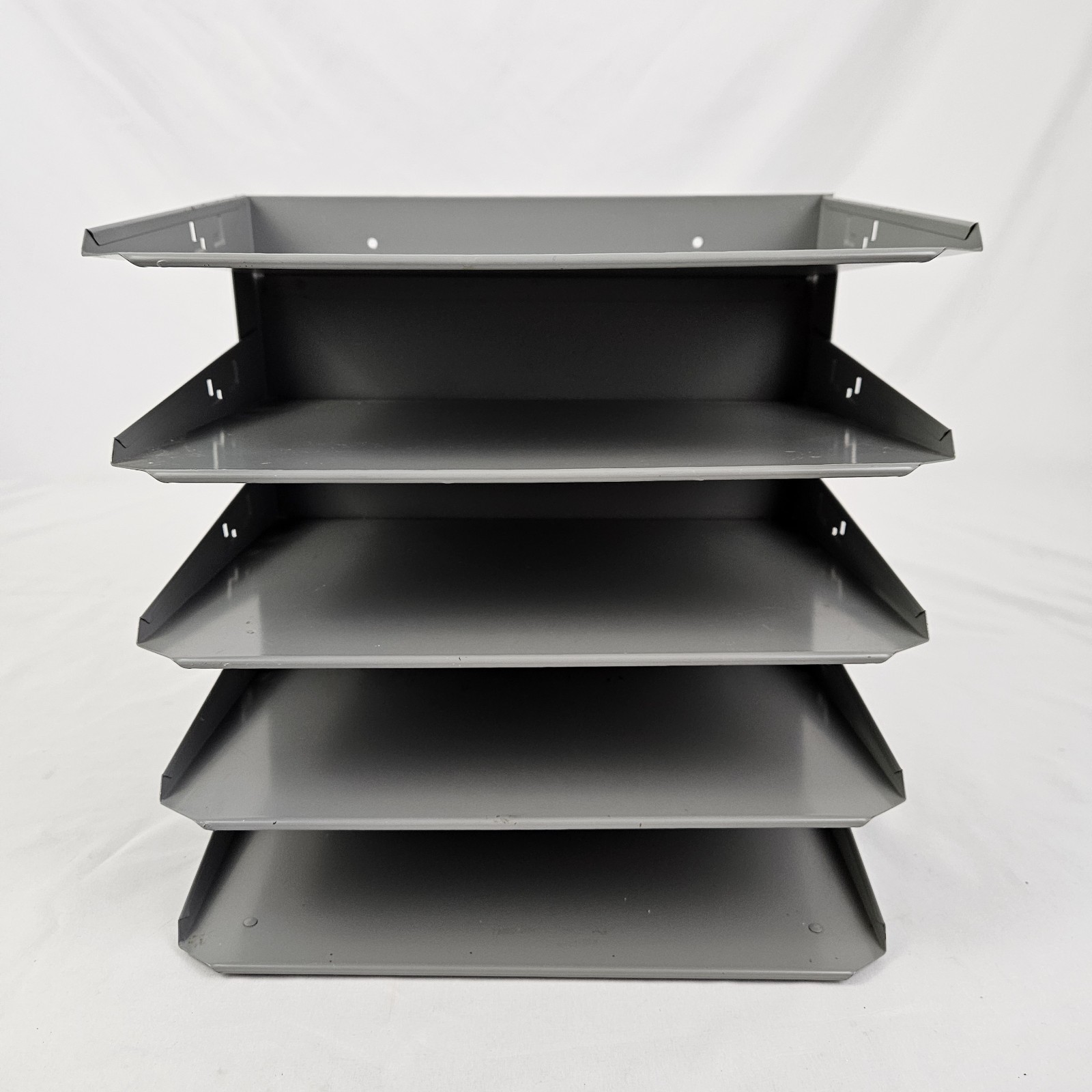Steel Desk Top File Organizer Letter Sorter Mid-Century Modern Gray Vintage MCM