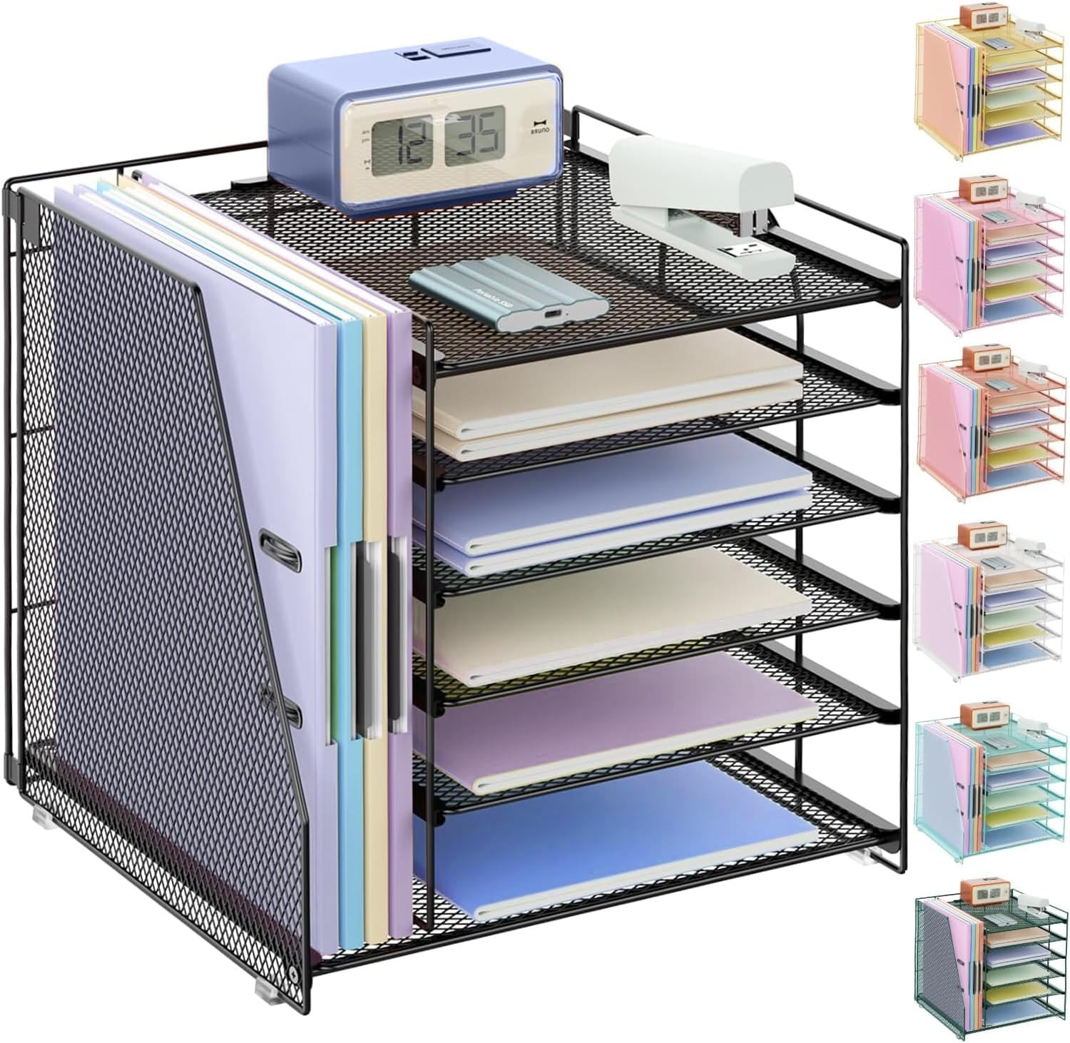 Desk Organizers and Accessories, 6-Tier Paper Organizer with File Holder