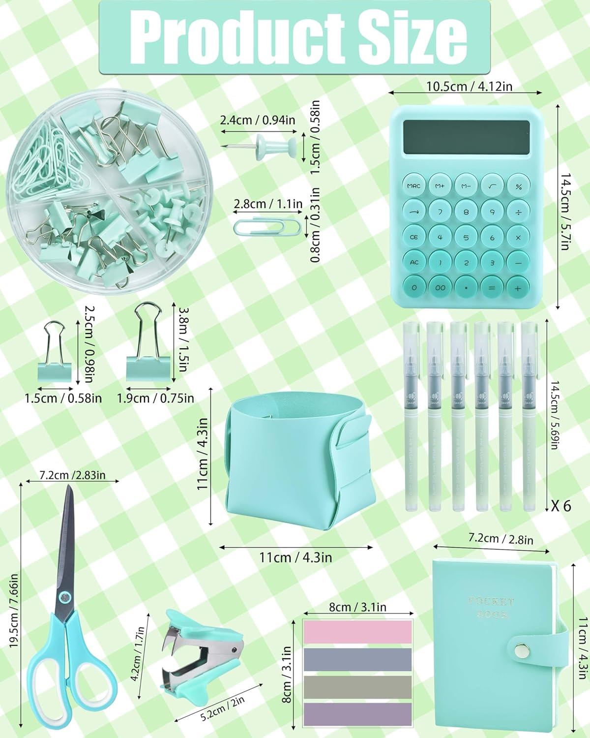 21Pcs Green and Blue Desk Organizers and Accessories with Mesh Desk Organizer an