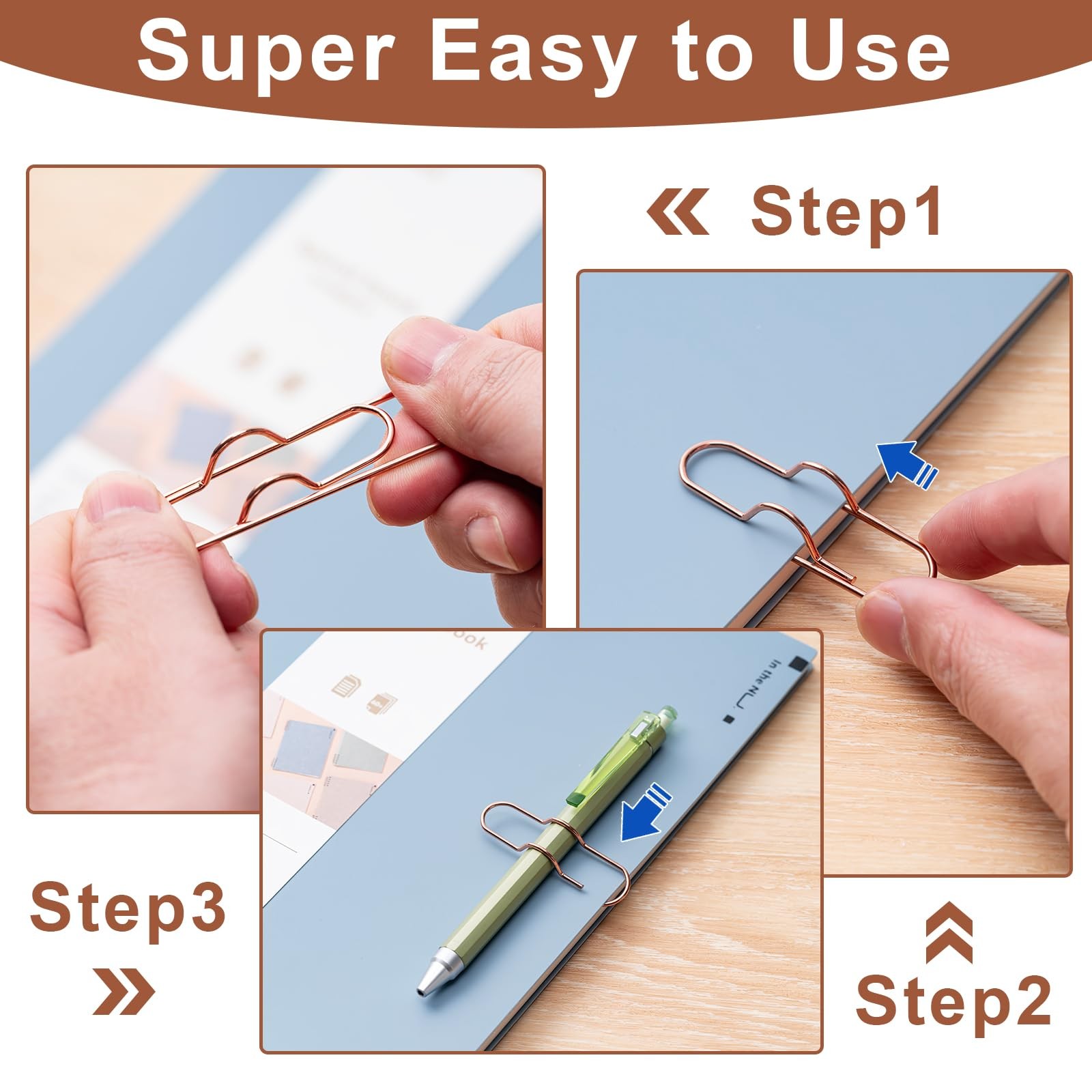 24 Pack Pen Holder for Notebook, Multi-Purpose Metal Paper Clip Pencil Holder…