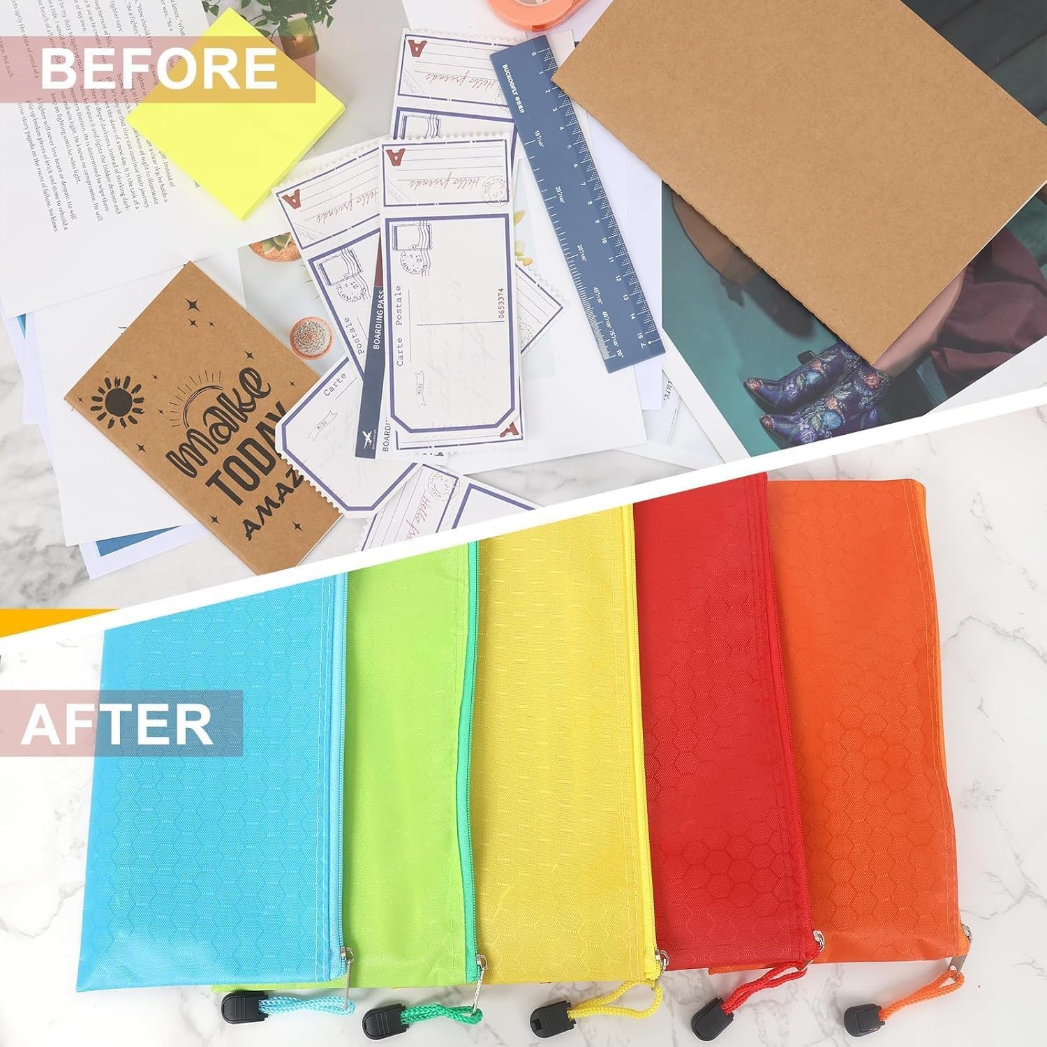 EOOUT 35pcs Zipper Pouches, Small Pencil Pouch Black,Blue,Gray,Green,Orange