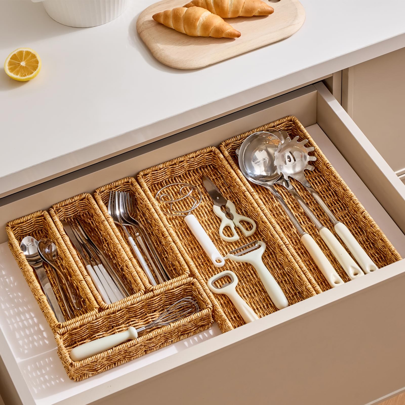 Berdeng Kitchen Drawer Organizer for Utensils, Silverware Tray 9.5*3*2