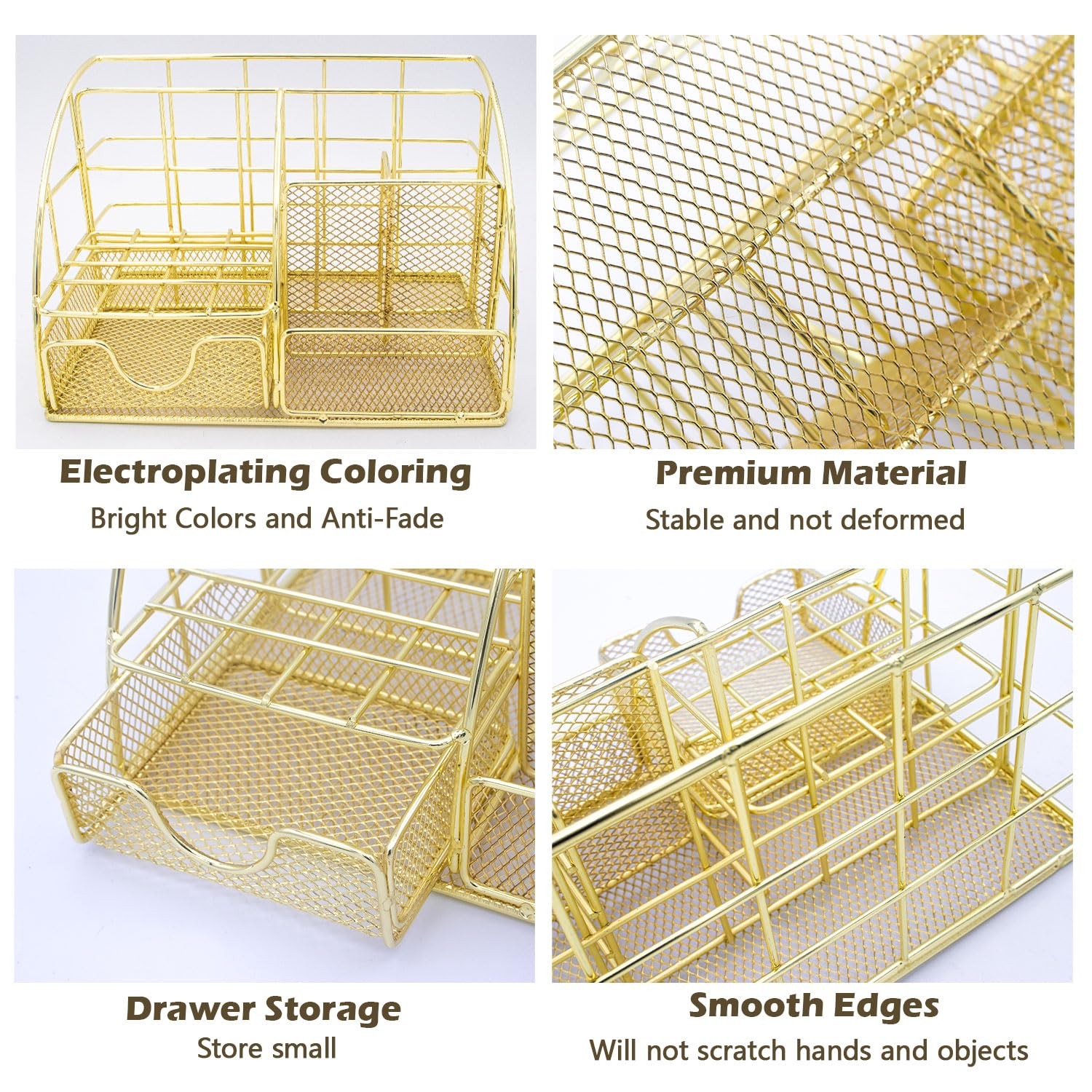 Office Desk Organizers, Gold 13PCS Office Supplies and Accessories Desk Organ…