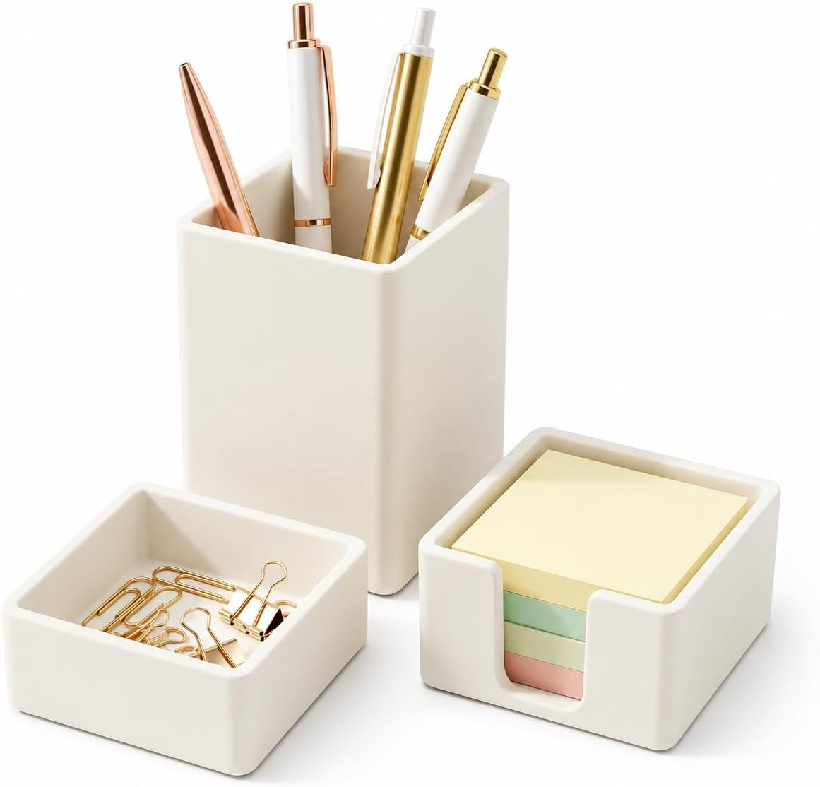 Aesthetic Silicone Desk Organizer Set of 3,Modern Office Desk Accessories with P