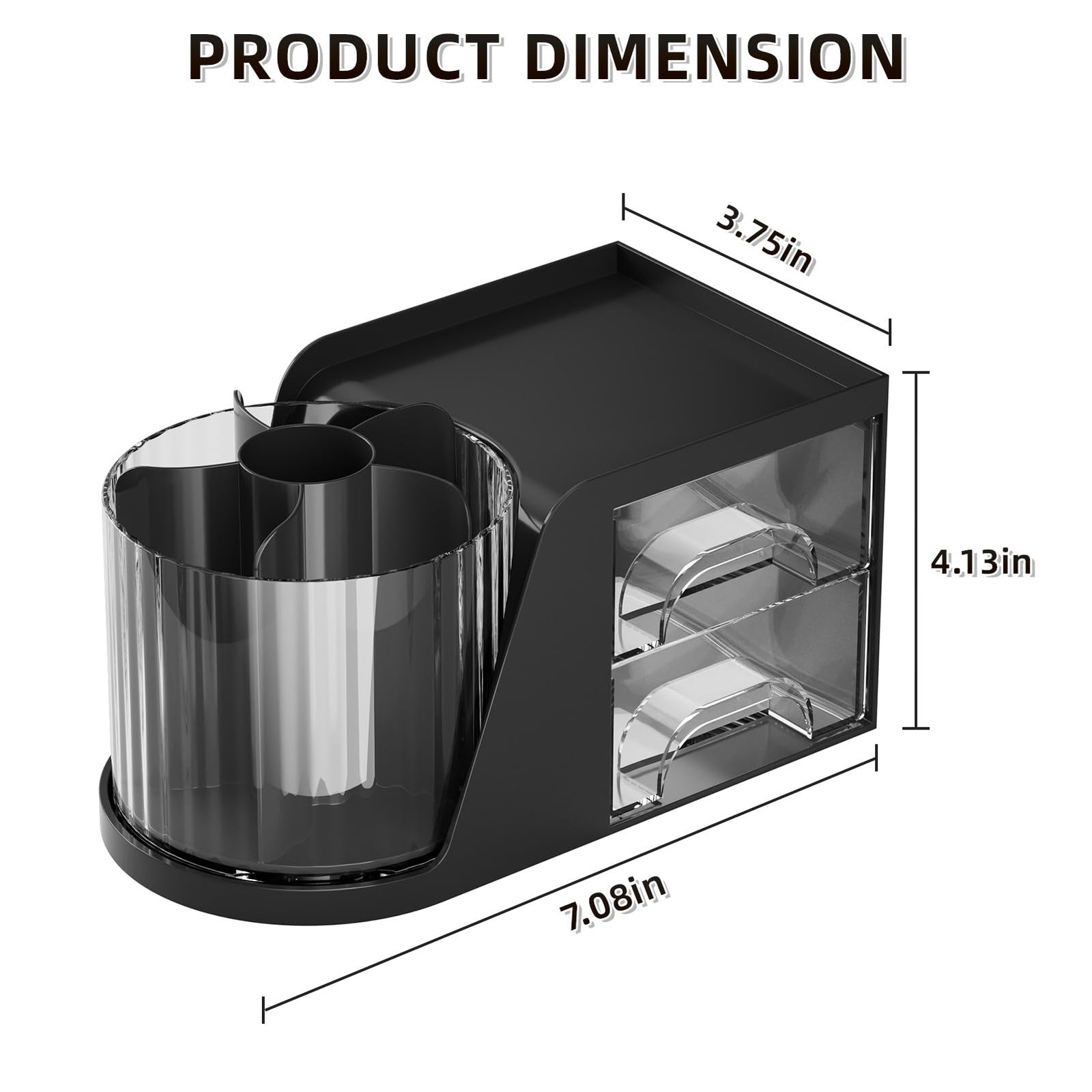 Marbrasse Desk Organizer with 2 Drawer, 360°Rotating Pen Holder, Desk Organiz…