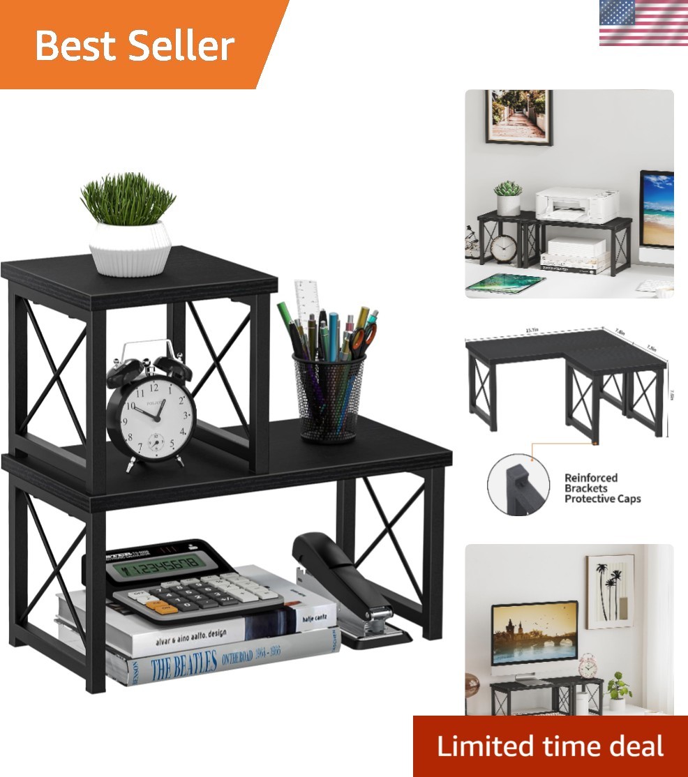 Freestanding Rustic Desk Shelf – Versatile 2 Tier Organizer for All Spaces