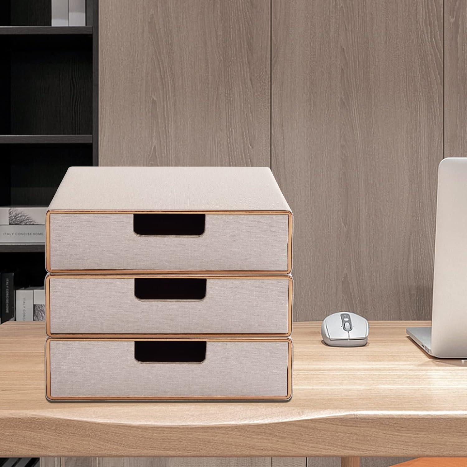 Stackable Drawer Organizer PU Leather Classic Handmade,Organize Home Office Desk