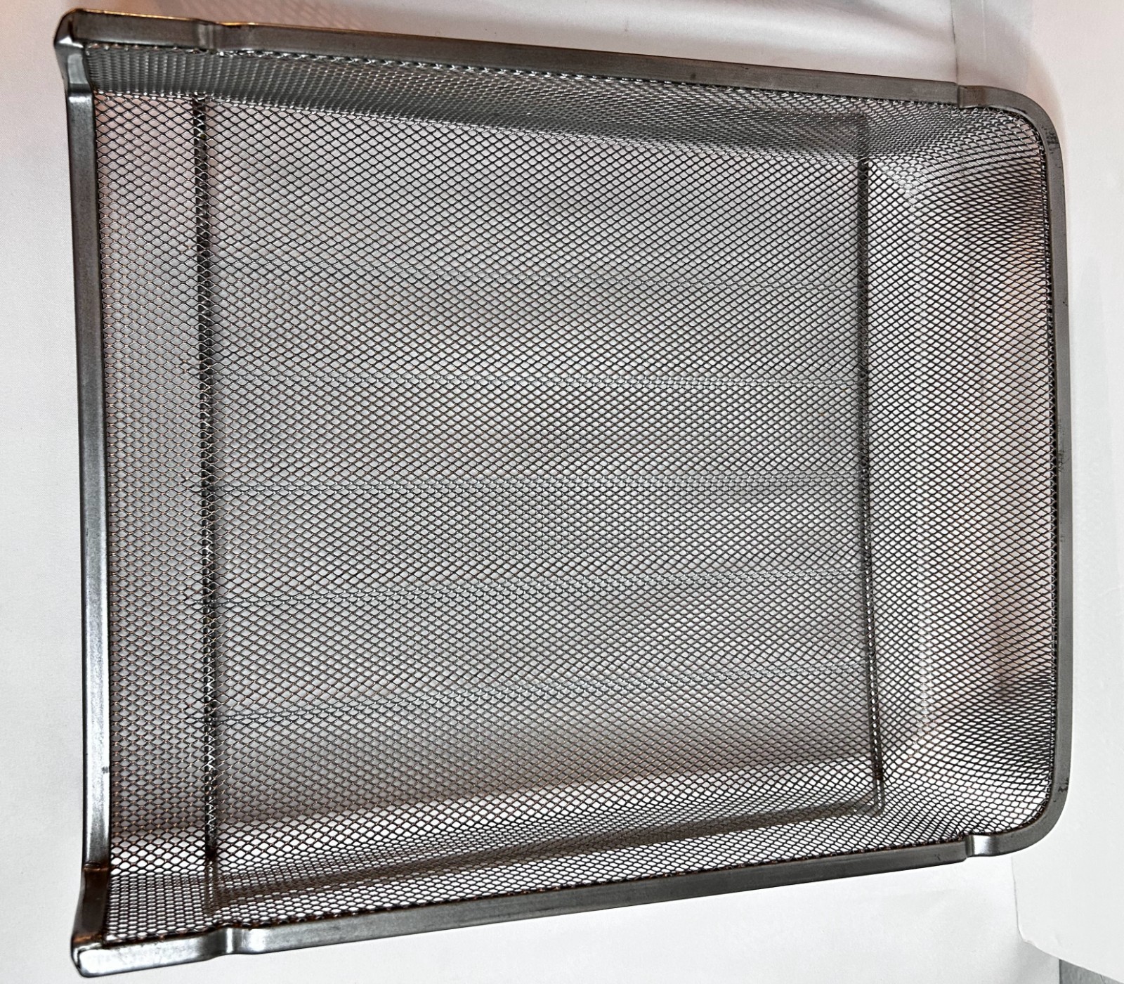 2 Tier Desk Organizer, Letter-size Trays, Multipurpose, Mesh, Silver, Preowned