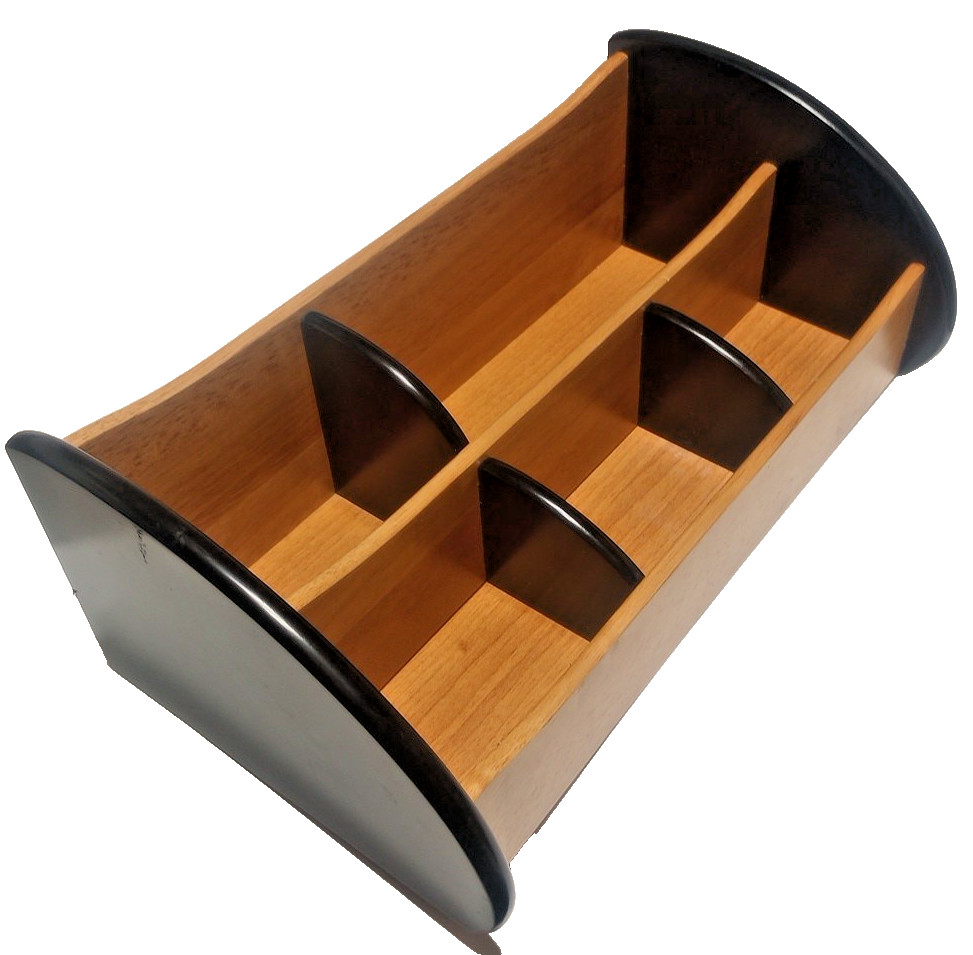 Oak Wood with Ebony Trim Desk Top Office Organizer, 16″x 9″ x 5″