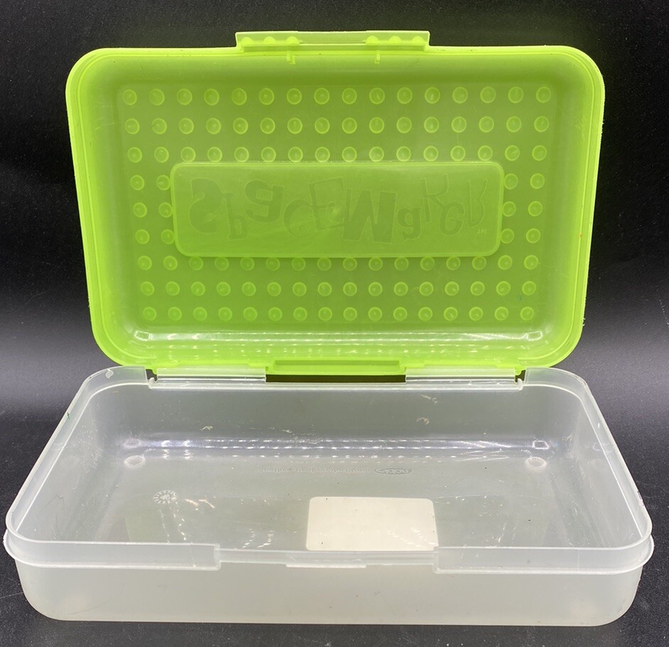 Spacemaker Plastic Pencil Desk Storage Box 8.5″ X 5.5″ Neon green and Clear
