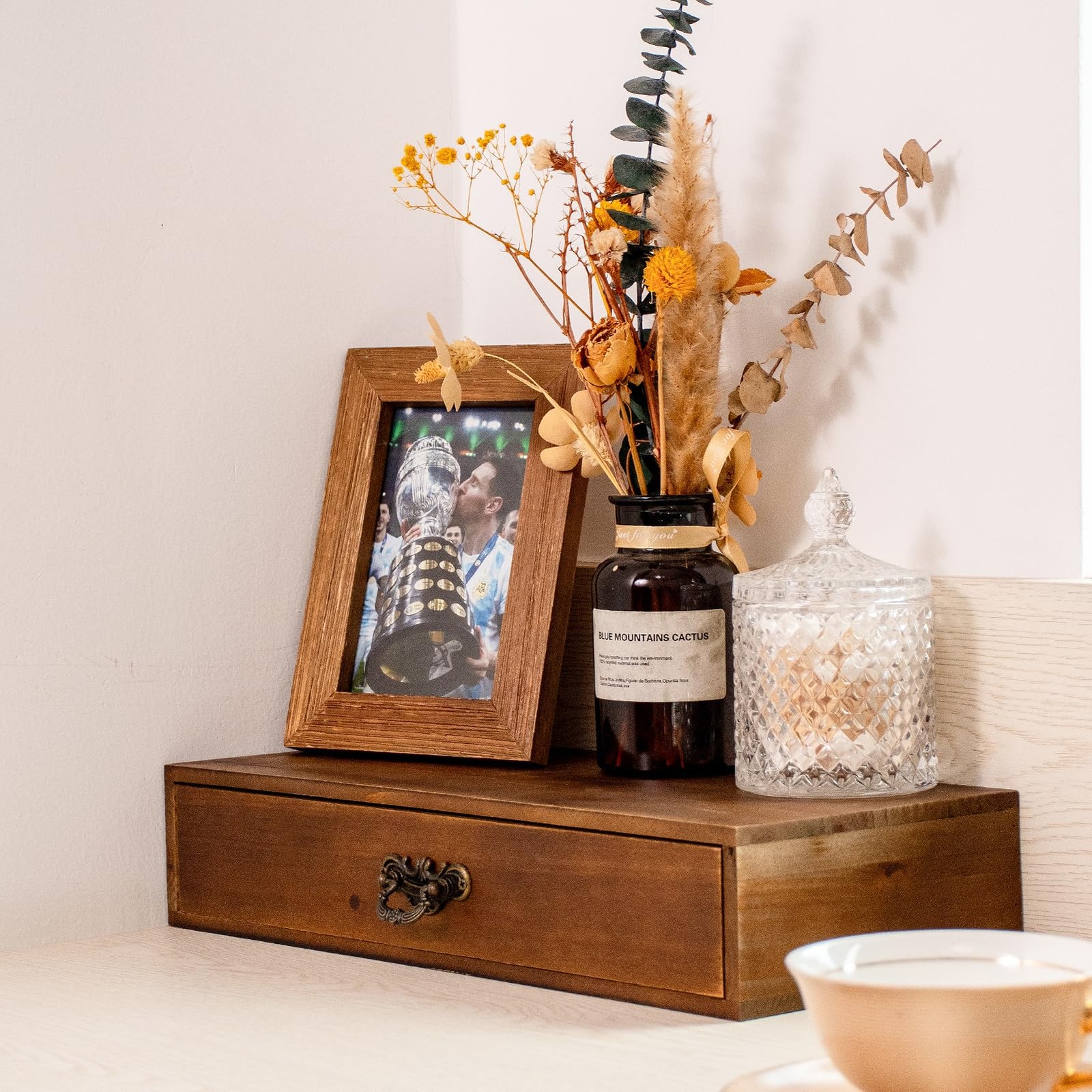 Wooden Drawers Organizer Soild Desktop 14.96 x 6.69 x 3.03 inches, Wood
