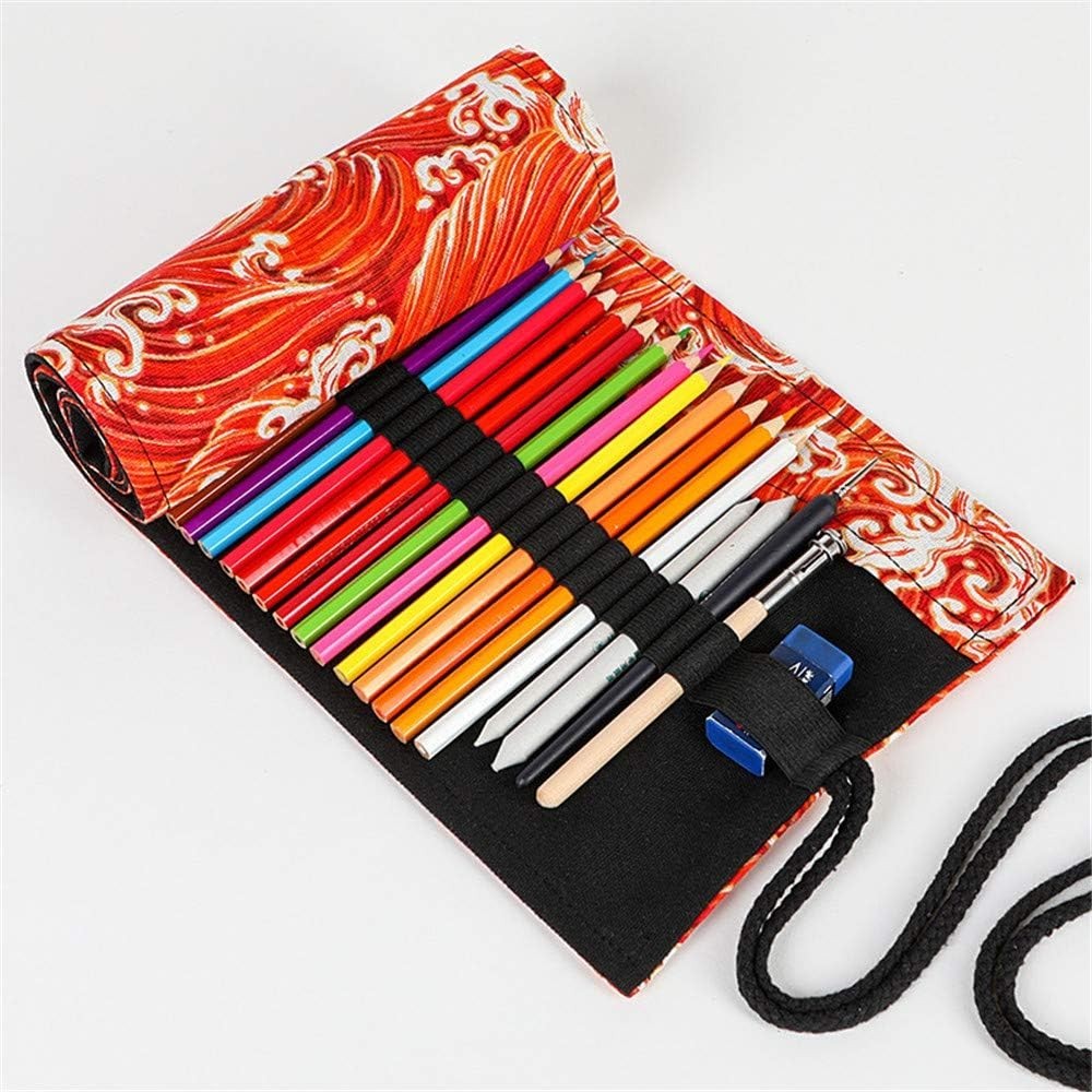 48-Slot Colored Pencil Roll Holder – Portable Canvas Organizer for Artists
