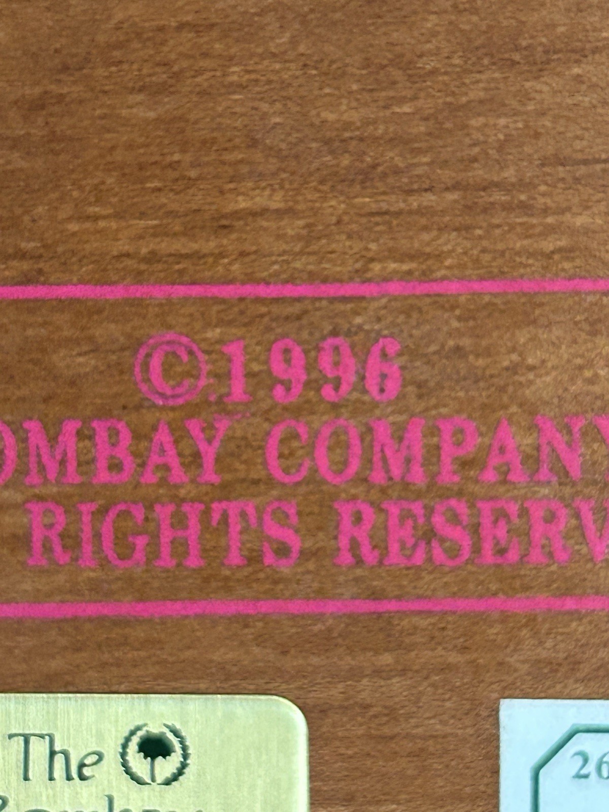 Vintage 1996 Bombay Co. 2 Tier Wooden Desk Organizer With Brass Corners
