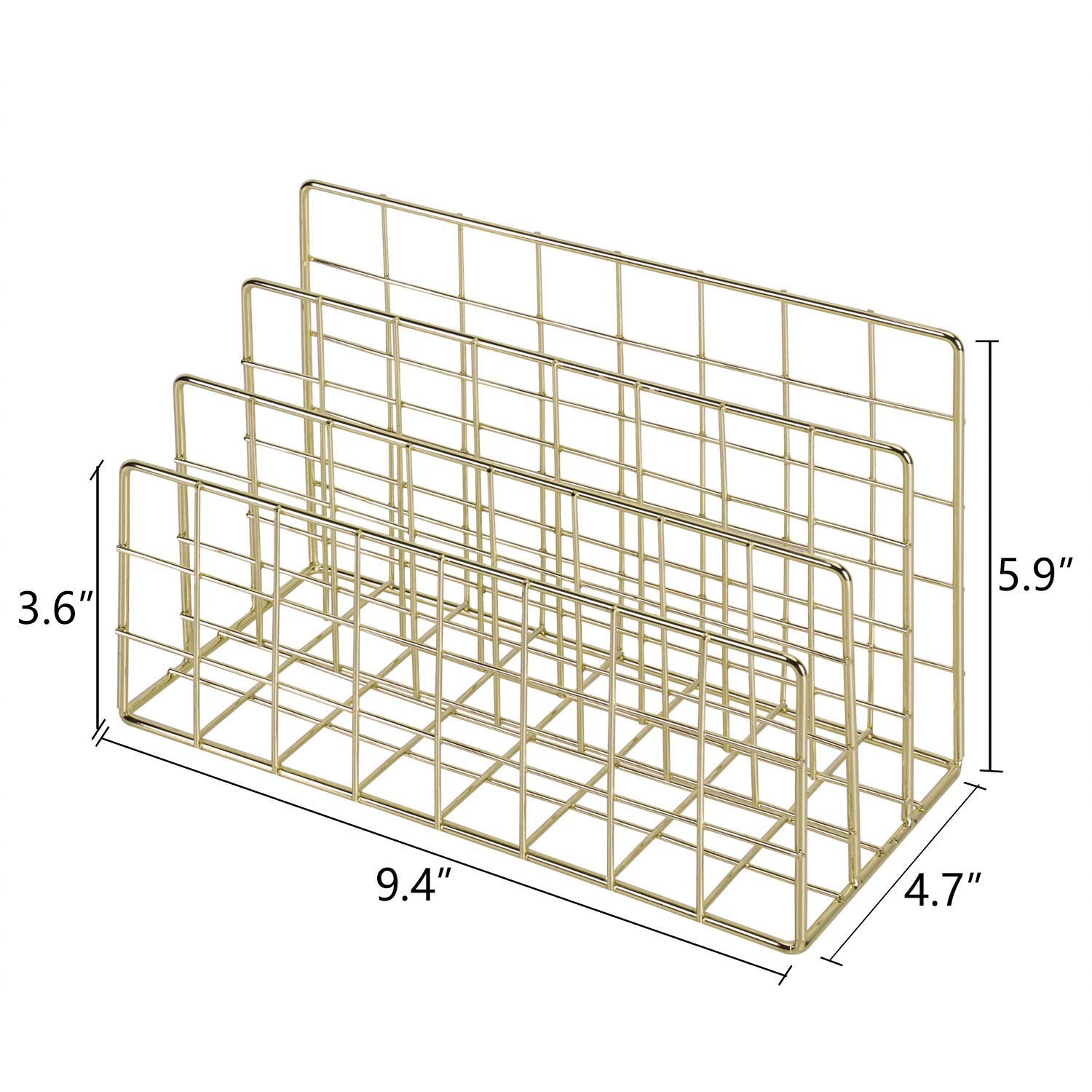 1pack Gold Metal Desk Mail Sorter, 3 Slots, File Organizer, Big Size, Letter